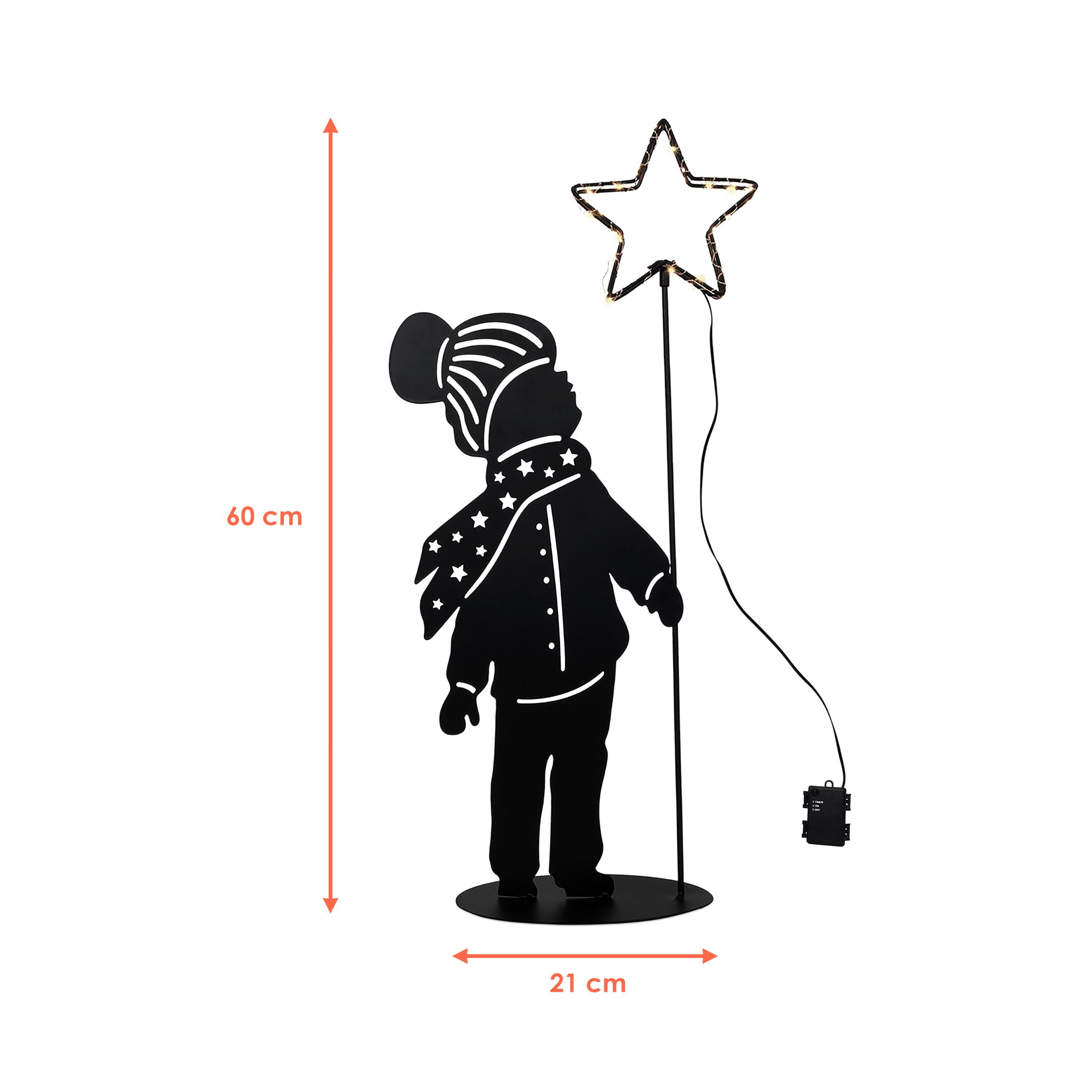 Spetebo LED Dekofigur LED Metall Weihnachts Aufsteller Kind mit Stern - 60 günstig online kaufen