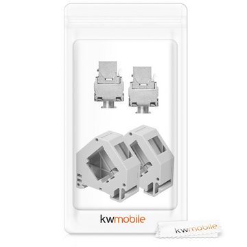 kwmobile Keystone Modul Set mit Hutschienenadapter - 2x CAT 6A Netzwerk-Adapter, 6,18 cm