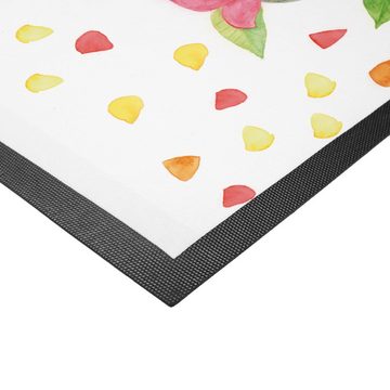 Fußmatte 50 x 75 cm Du Lächelst - Geschenk, Blumen Deko, Zitat schön, Motivfuß, Mr. & Mrs. Panda, Höhe: 0 mm