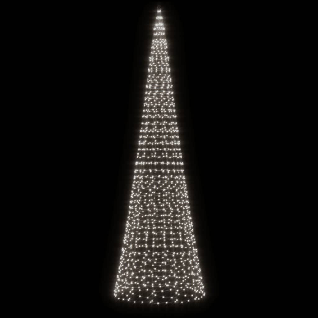 vidaXL Dekolicht 500 cm LED-Weihnachtsbaum für Fahnenmast 1534 LEDs Kaltweiß 500 cm Auß