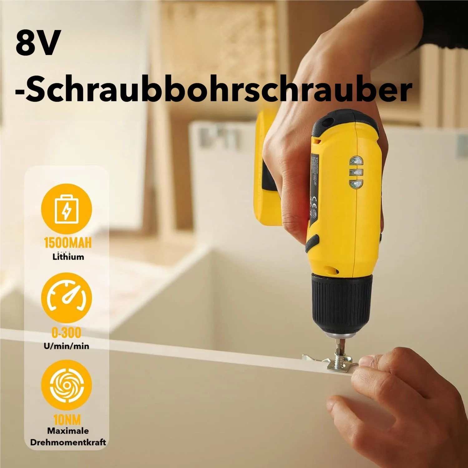 TLGREEN Akku-Bohrschrauber 8V Akkuschrauber Set,Akkubohrer mit 99PCS Werkzeugkoffer, max. 300 U/min, für DIY Reparaturen – Bild 3 von 5