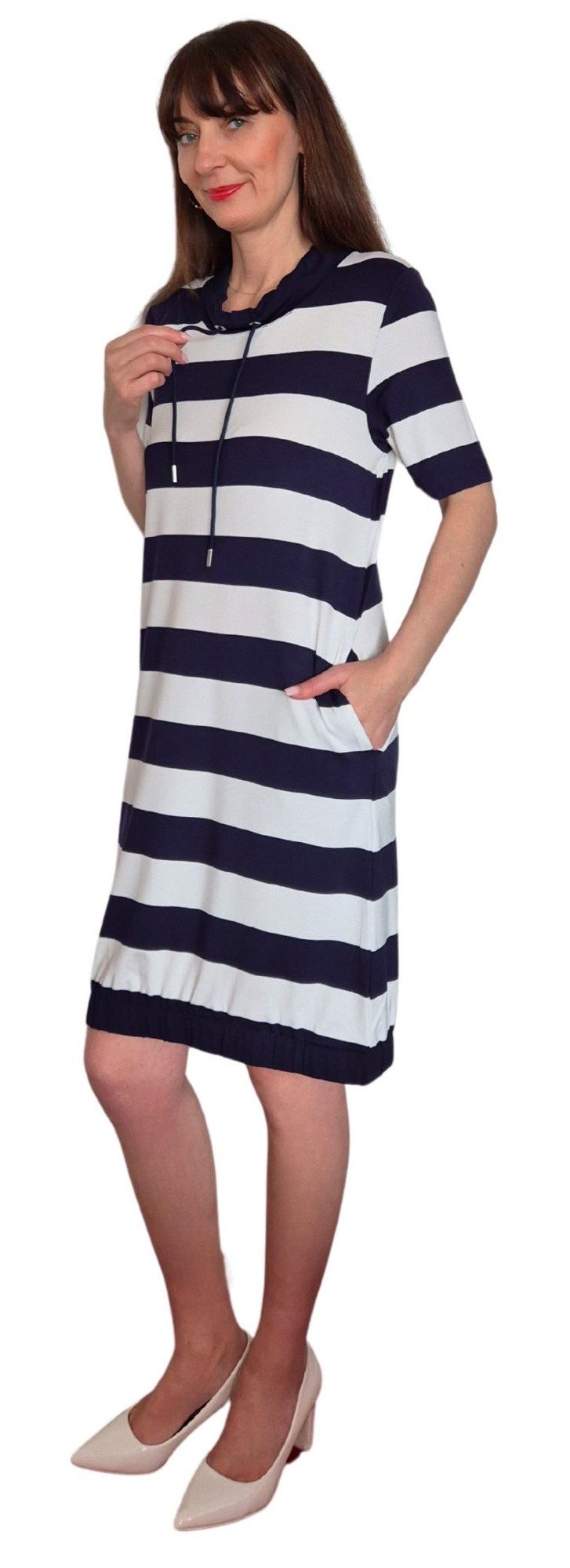 Estefania for woman Shirtkleid 191-5201, gestreift und mit Stehbund