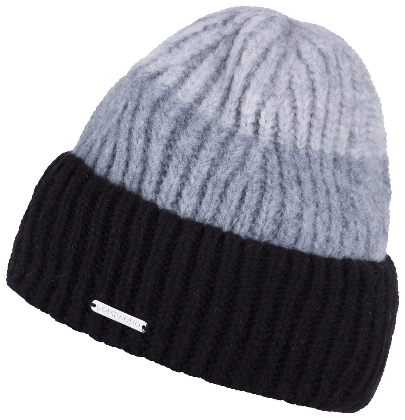 compagno Strickmütze (1-St) Klassische Beanie Wintermütze Strickmütze Damen mit breiter Krempe