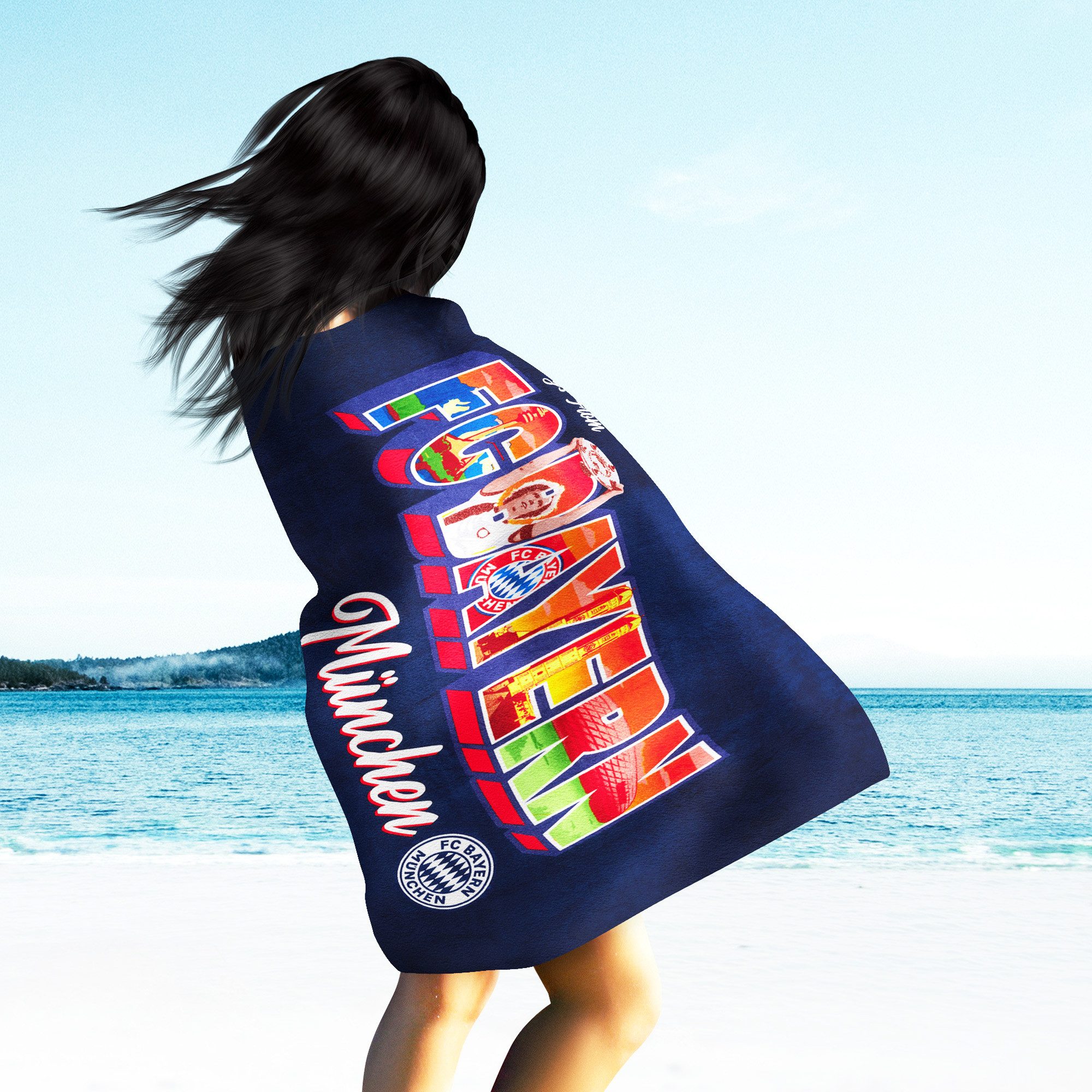 BERONAGE Strandtücher FC Bayern München Badetuch Greetings from Bavaria 90x günstig online kaufen