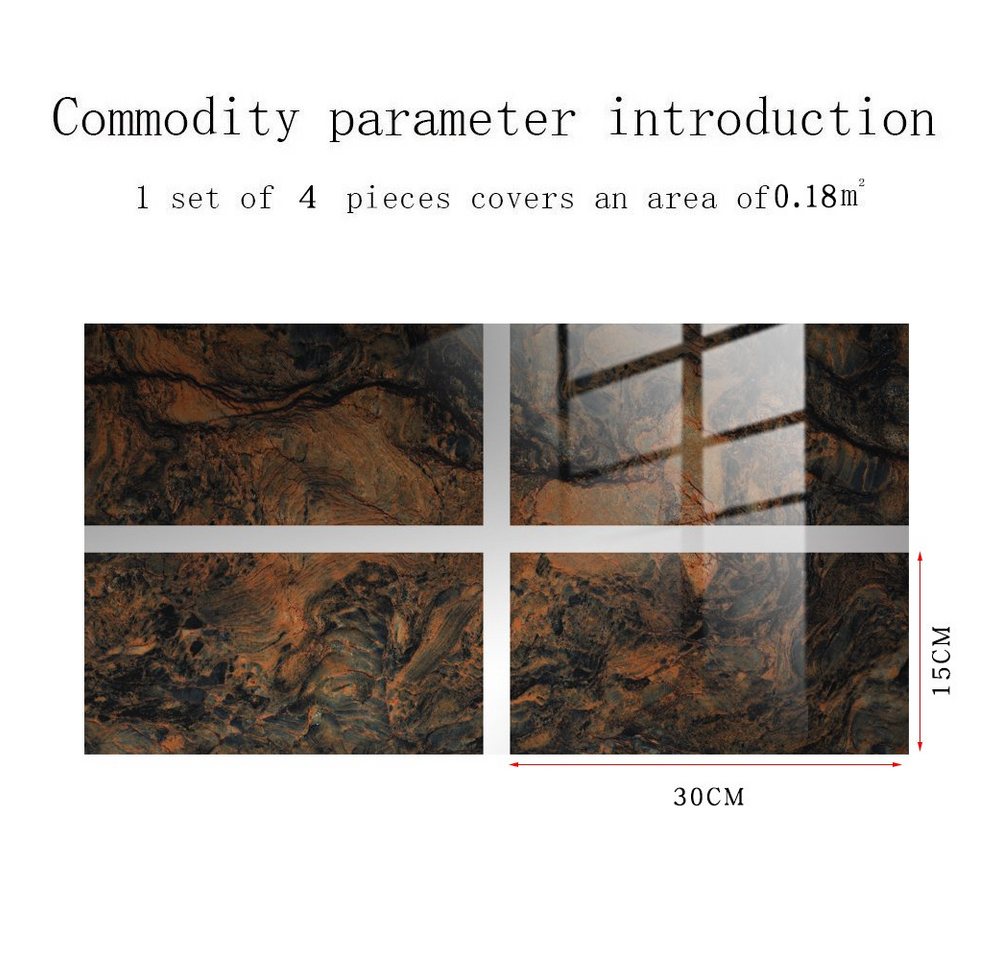 Thumbnail - COOL-i ® Fliesenaufkleber, 4St PVC Marmormuster Selbstklebende,(30×15cm)