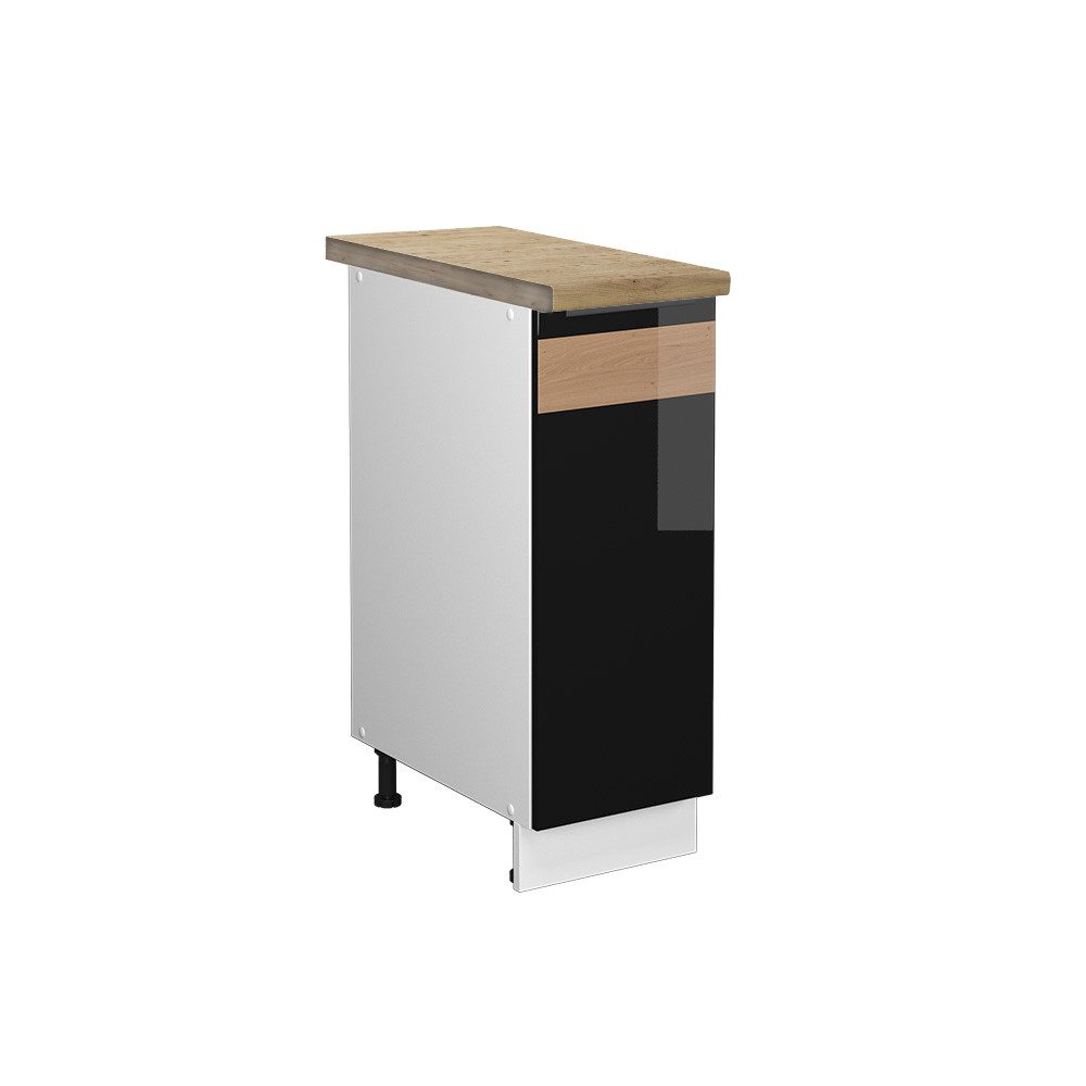 Vicco Apothekerschrank Fame-Line Schwarz Eiche hochglanz/Weiß 30 cm AP Marm günstig online kaufen
