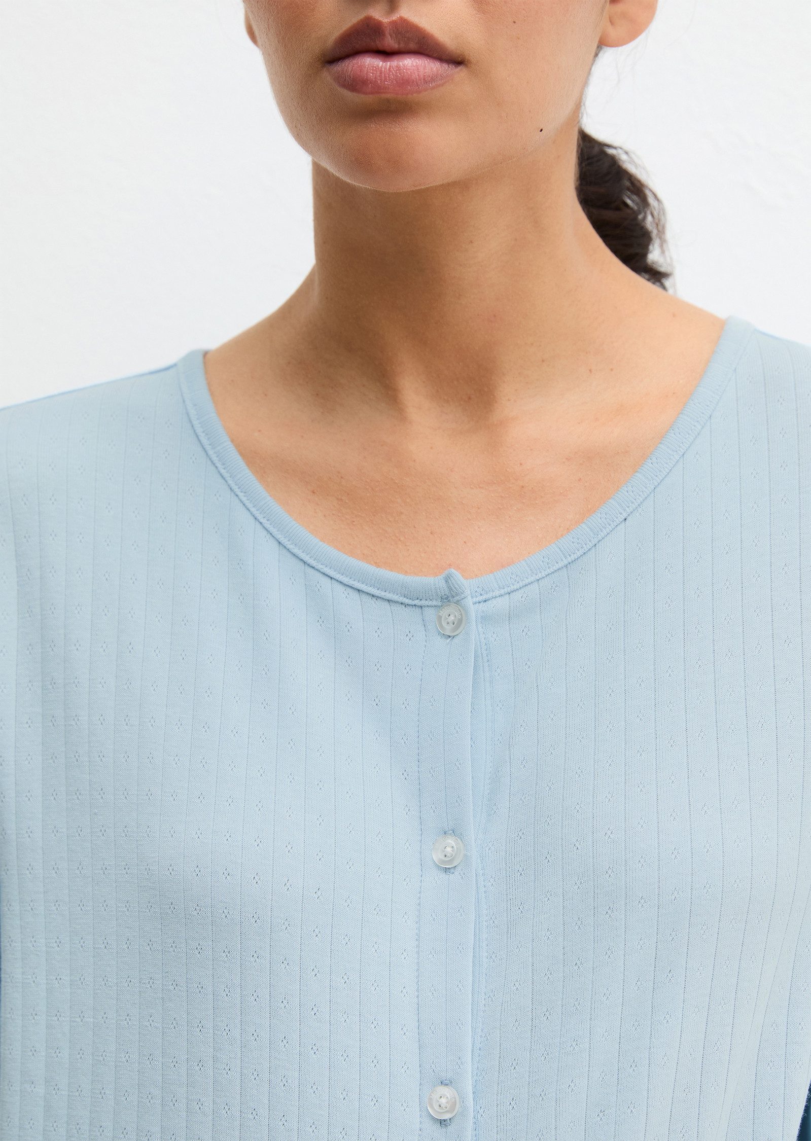 Marc O'Polo Cardigan Mix N Match Airy Cotton Rib mit langen Ärmeln und Knöpfen, Baumwollmix