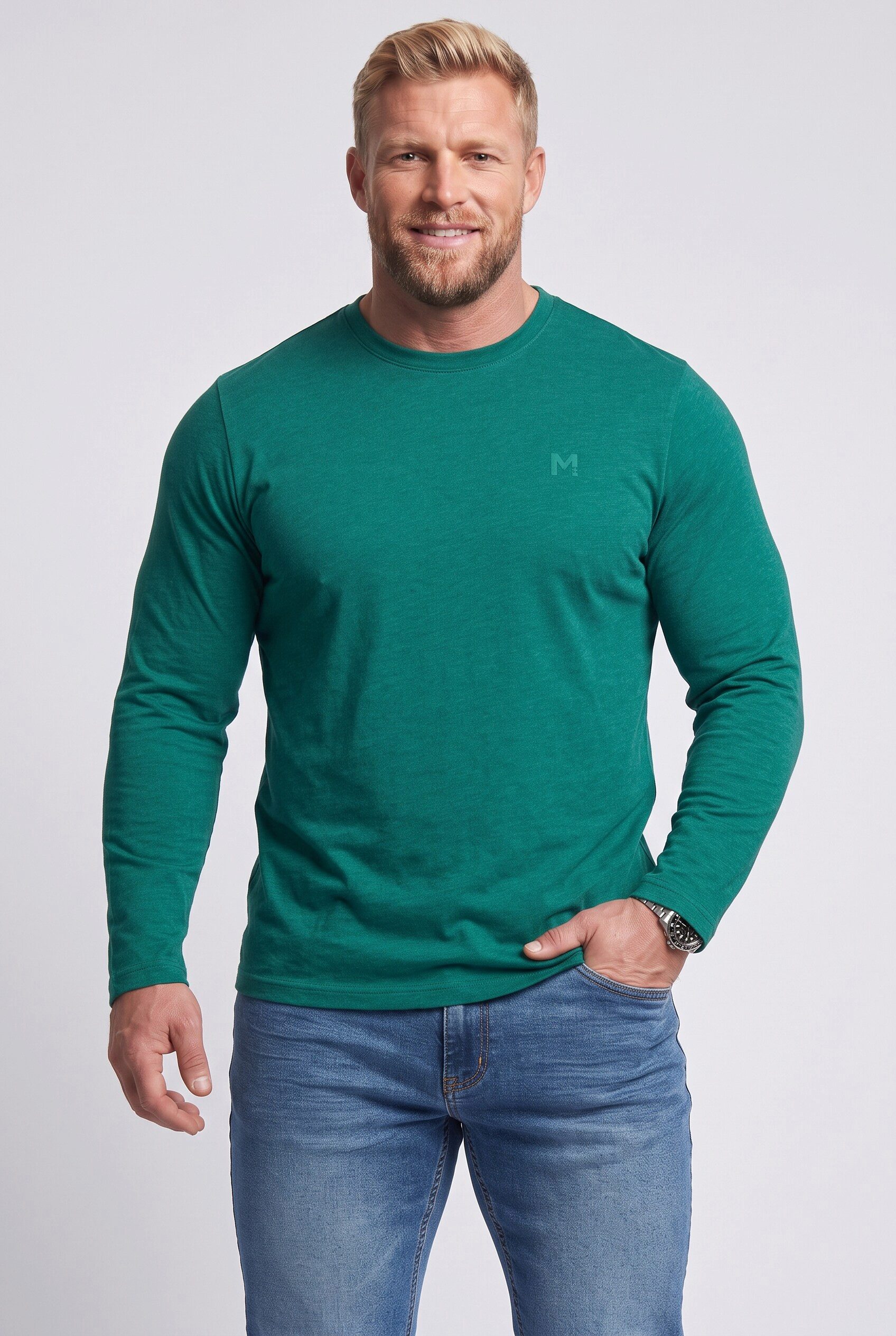 Men Plus T-Shirt Langarmshirt Basic Rundhals