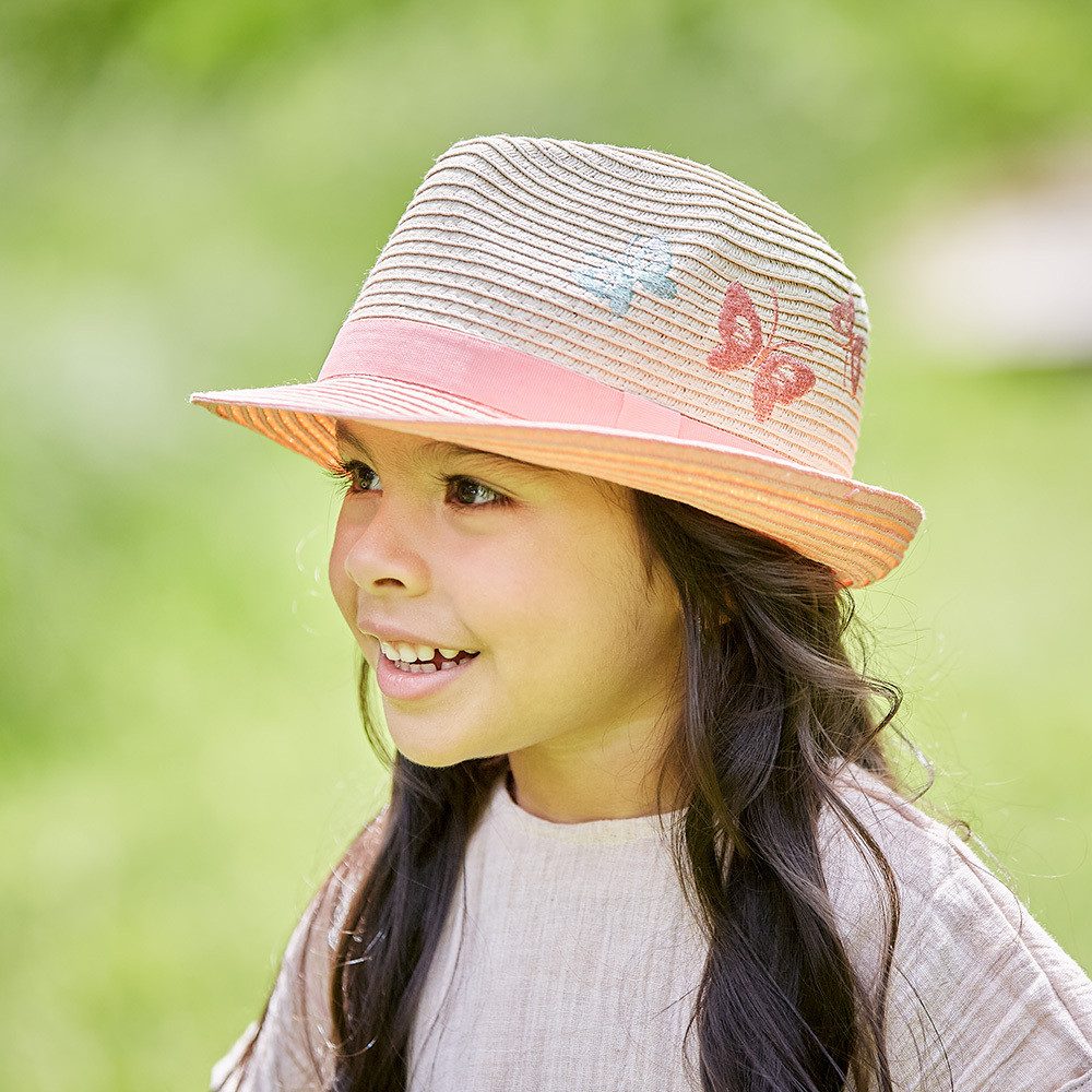 MAXIMO Strohhut MINI GIRL-Trilby Schmetterling Stickerei, günstig online kaufen