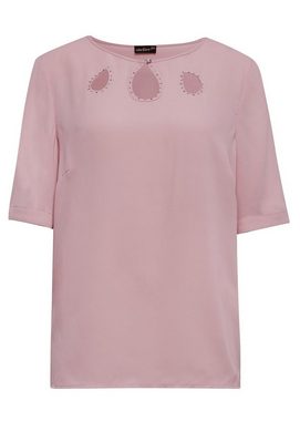 GOLDNER Kurzarmbluse Feminine Bluse mit aufregender Ausschnittlösung