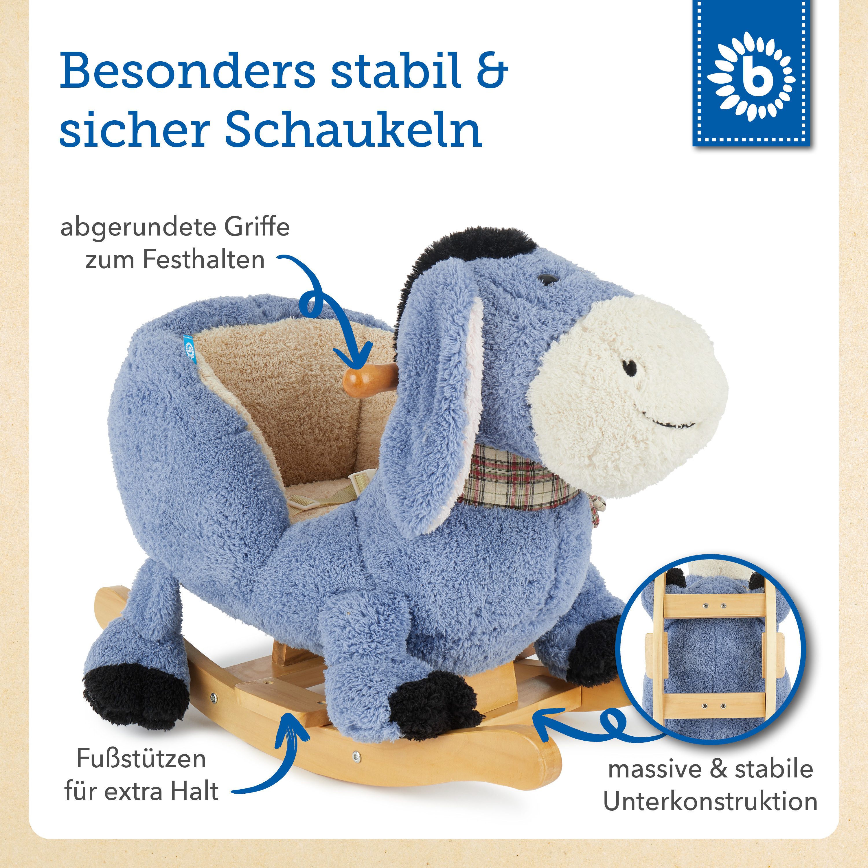 BIECO Schaukeltier Bieco Plüsch Schaukeltier Esel Kinder – Bild 4 von 5
