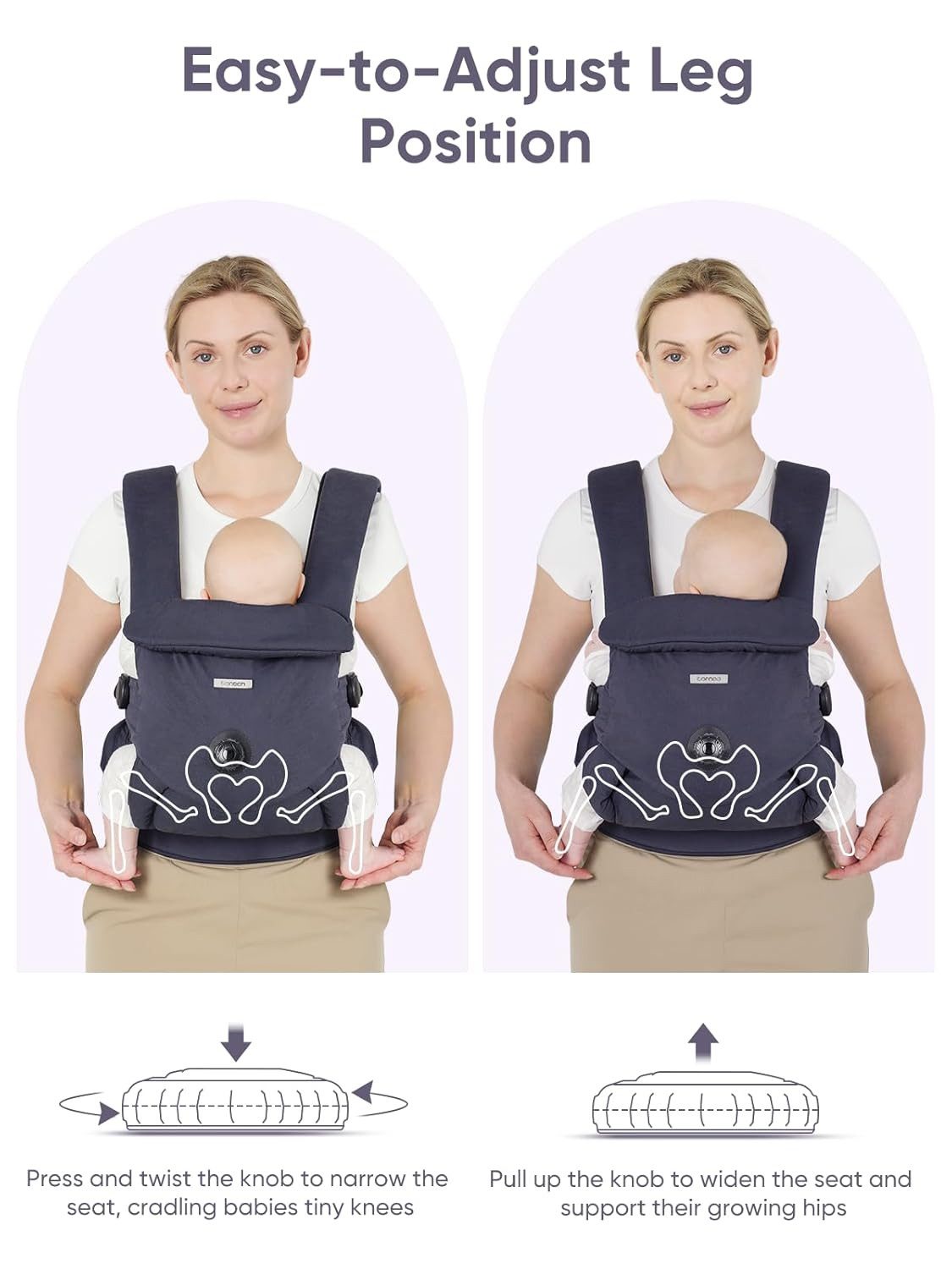 bonoch Babytrage EaseFit ergonomische Babytrage Baumwolle 4–24 Monate Hüfttrage (Ergonomische Babytrage mit EaseFit-System und Baumwolle, Babytrage mit Lätzchen – Bild 4 von 5