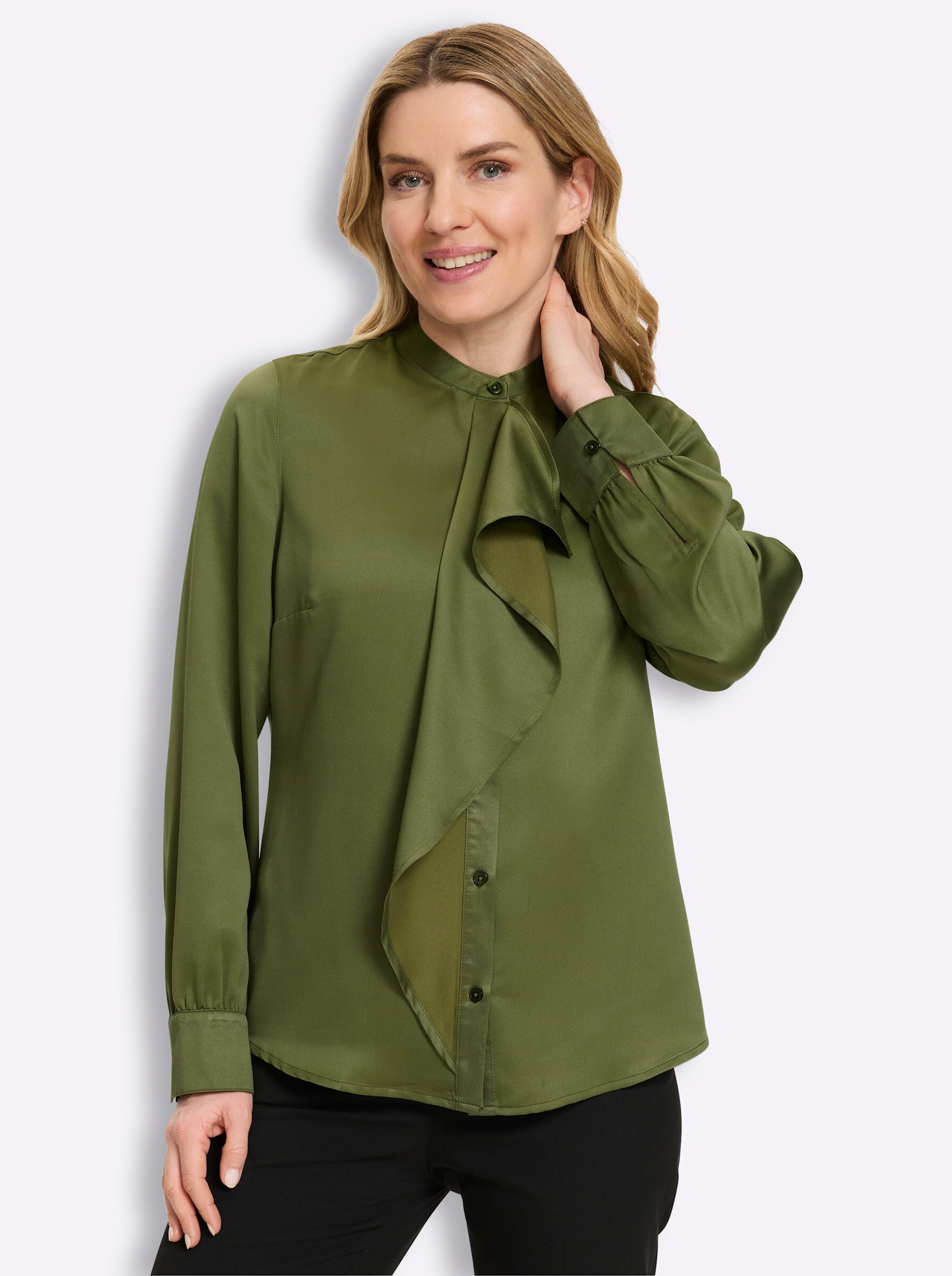 Sieh an! Klassische Bluse Satin-Bluse Langarm