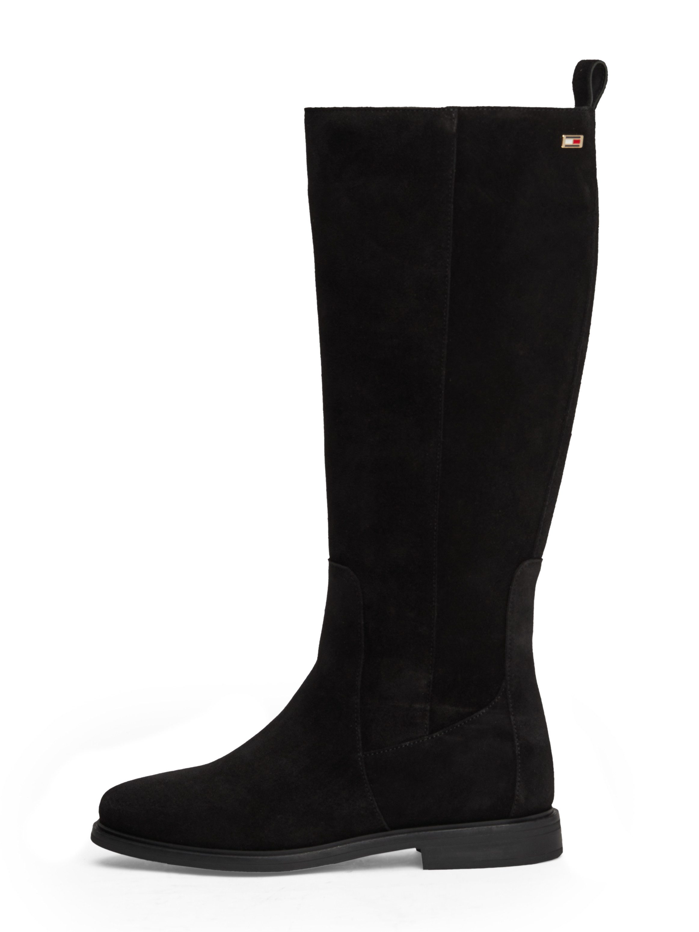 Tommy Hilfiger FLAG SUEDE LONG BOOT ZIP Stiefel, Blockabsatz, Langschaftstiefel, Businesstiefel mit kleinem Logo