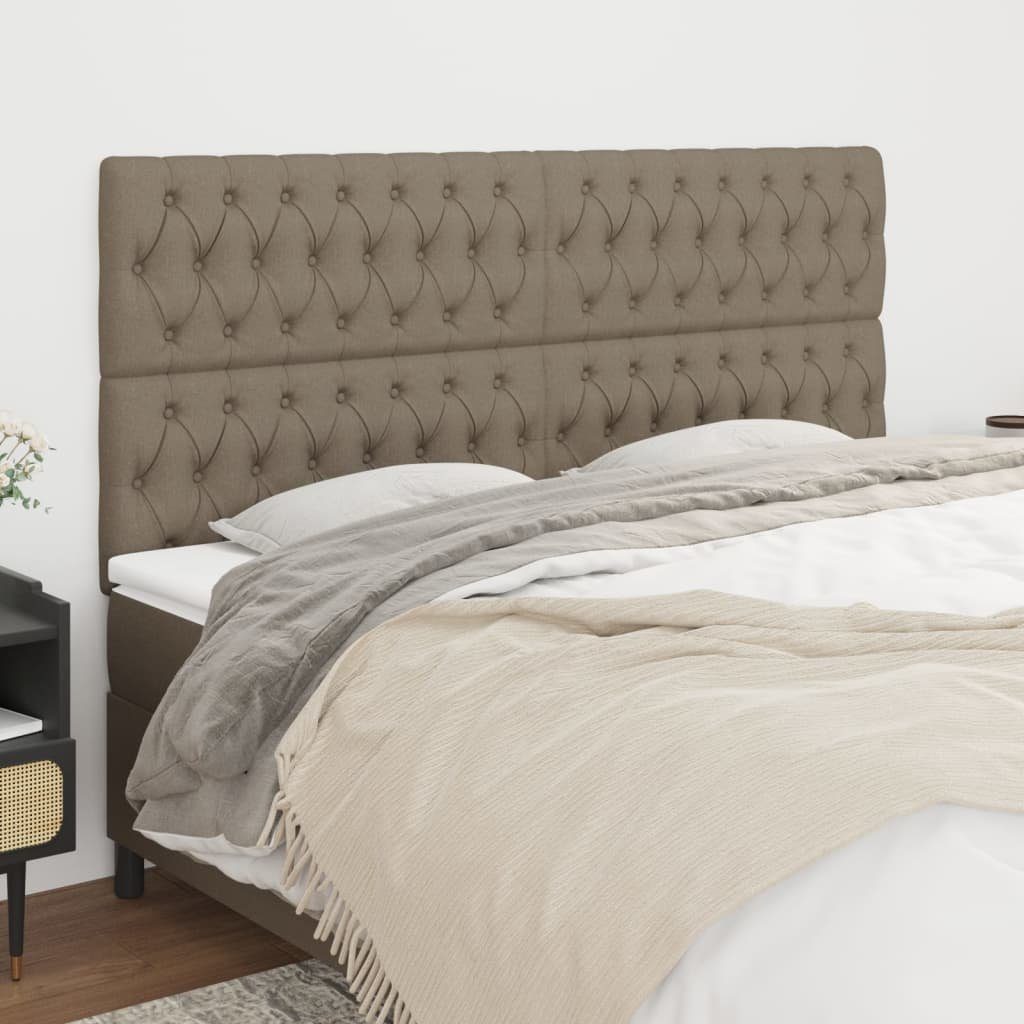 vidaXL Bett Kopfteil Taupe 200 x 7 x 118/128 cm Stoff (1-tlg)