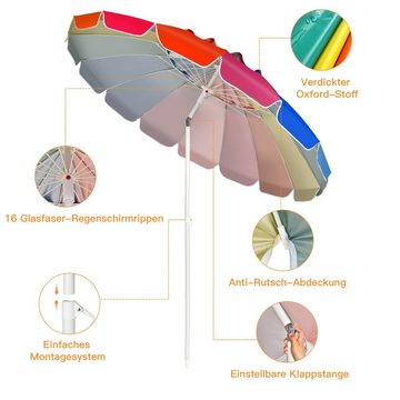 COSTWAY Sonnenschirm, LxB: 250,00x250,00 cm, Strandschirm mit Verankerung