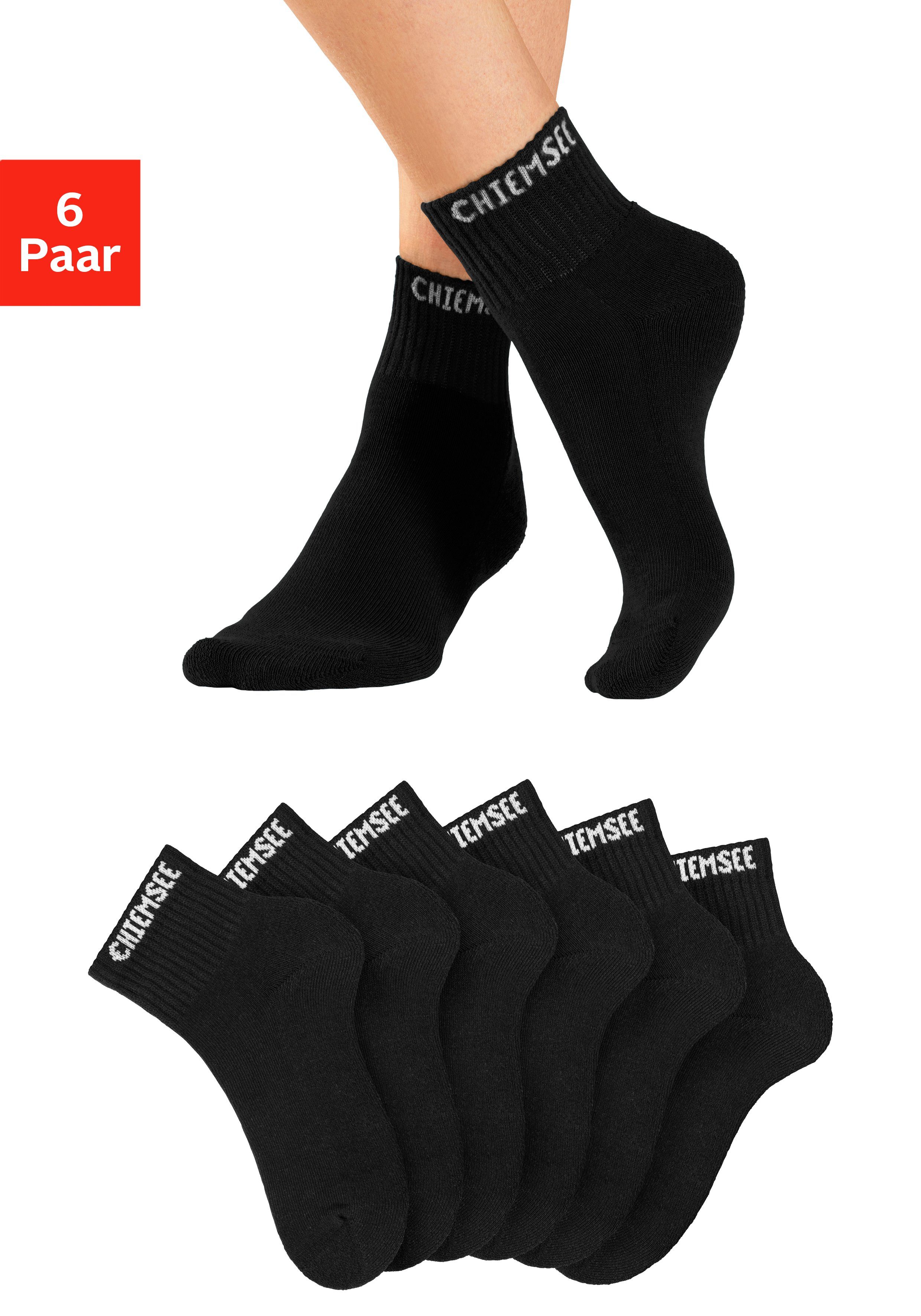 Chiemsee Kurzsocken (Set, 6-Paar) mit eingestricktem Markennamen schwarz