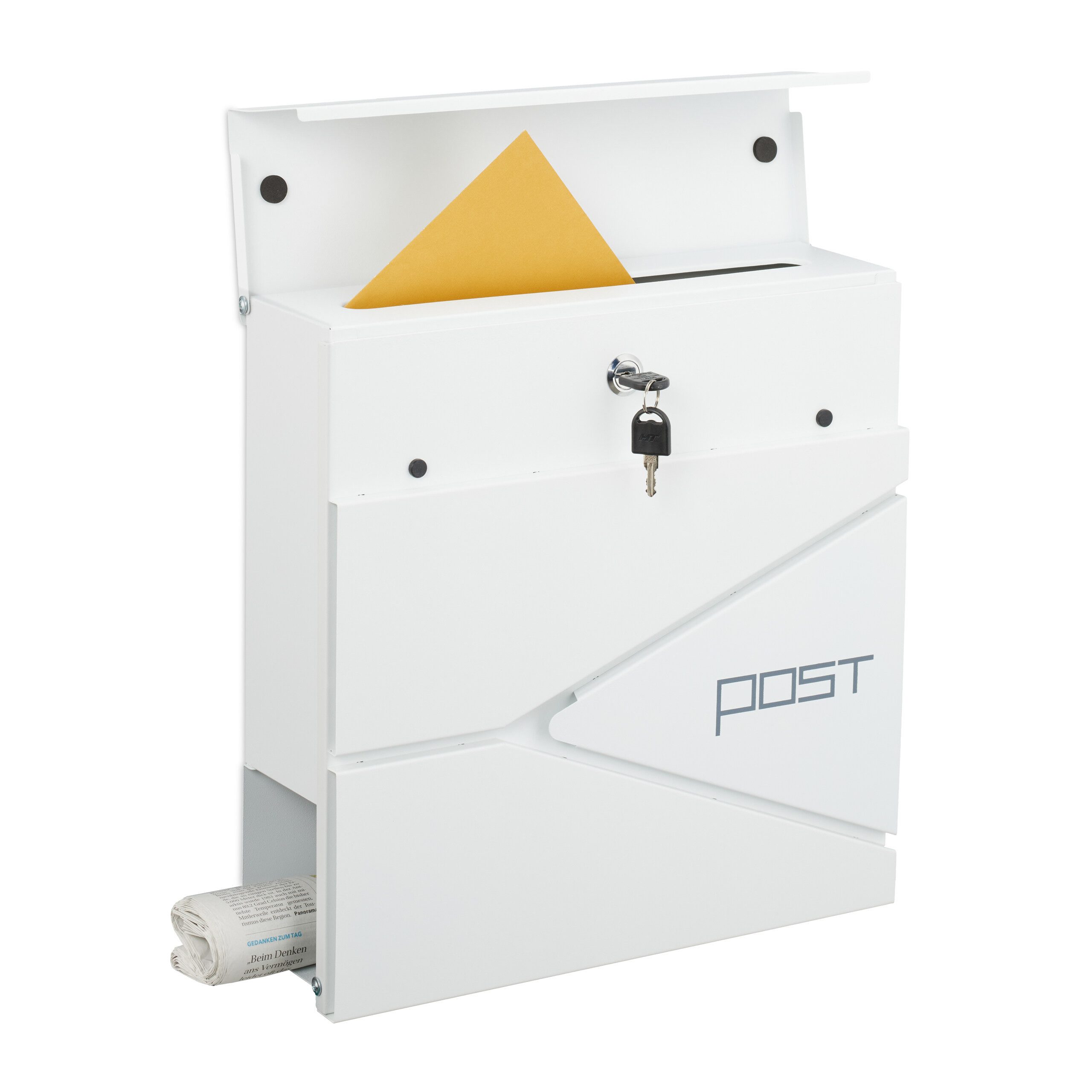 relaxdays Briefkasten mit Zeitungsfach (1-St), weiß günstig online kaufen