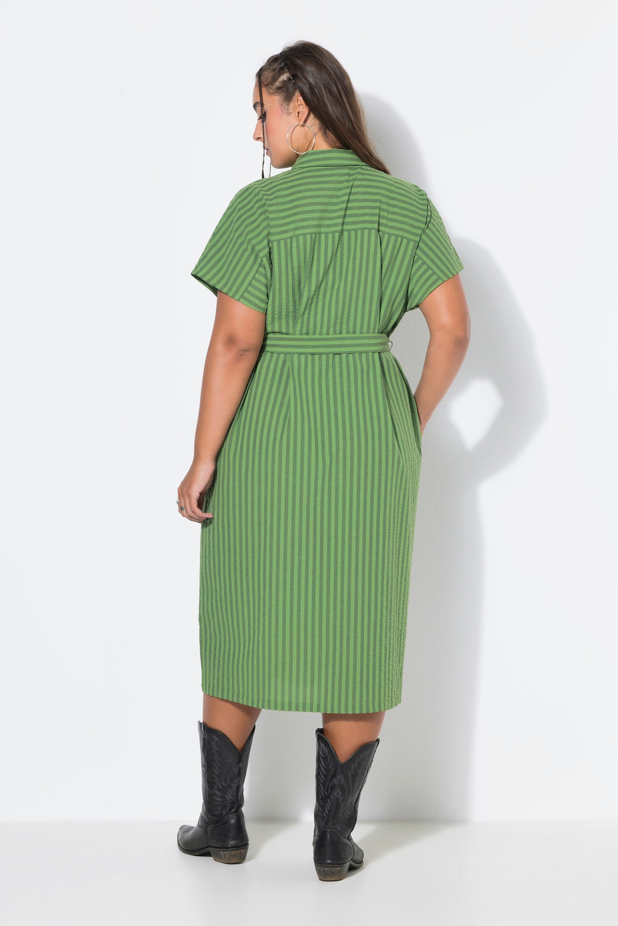 Studio Untold Hemdblusenkleid Midi-Hemdblusenkleid Seersucker Streifen