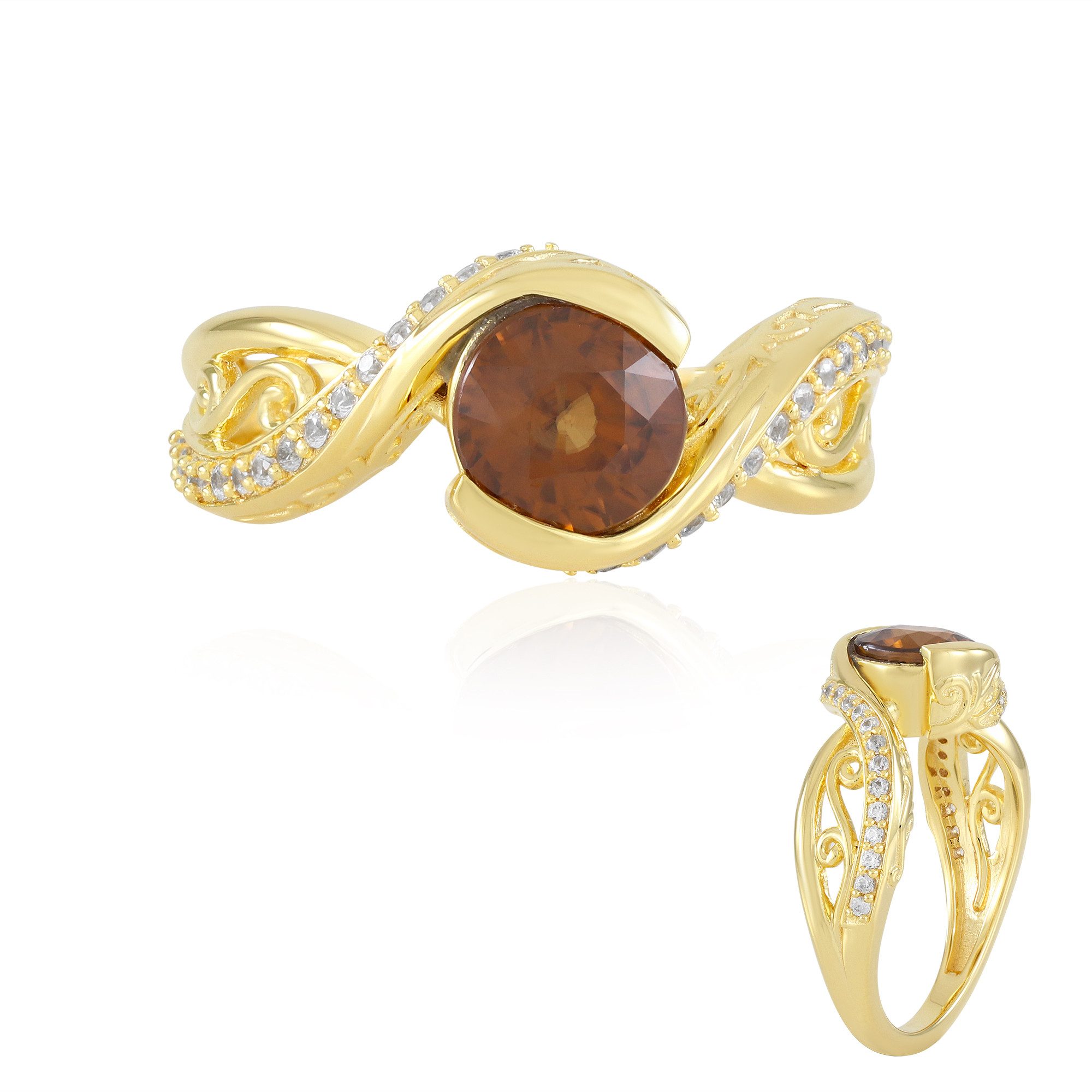 Cavill Silberring Cavill Zirkon Ring 2,635 ct, vergoldet, Sterlingsilber, verstellbar (1-tlg)