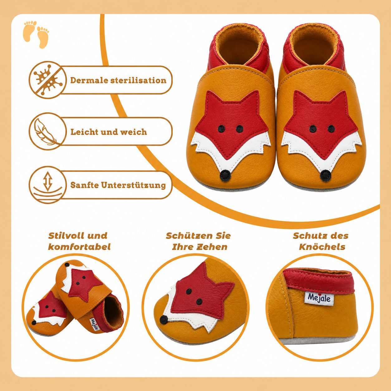 Mejale Mejale Leder Krabbelschuhe Babyschuhe Lauflernschuhe 100% Leder Hausschuh 100% Leder – Bild 3 von 5