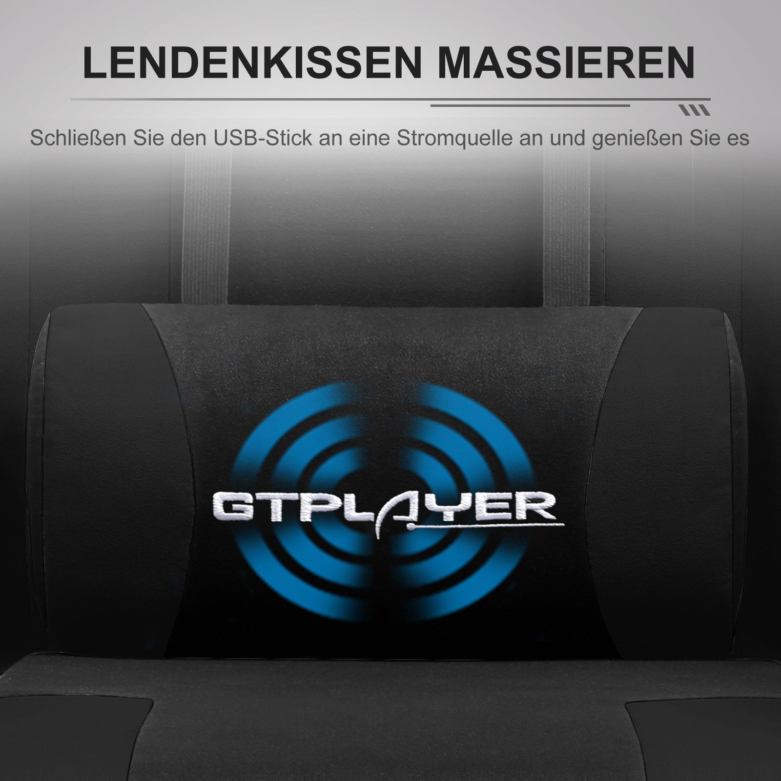GTPLAYER Gaming-Stuhl Bürostuhl mit Massagefunktion, Fußstütze, Kopfstütze (Packung), Ergonomischer Gamer Stuhl Maximale Belastung 150 kg, 360° drehbar – Bild 2 von 5