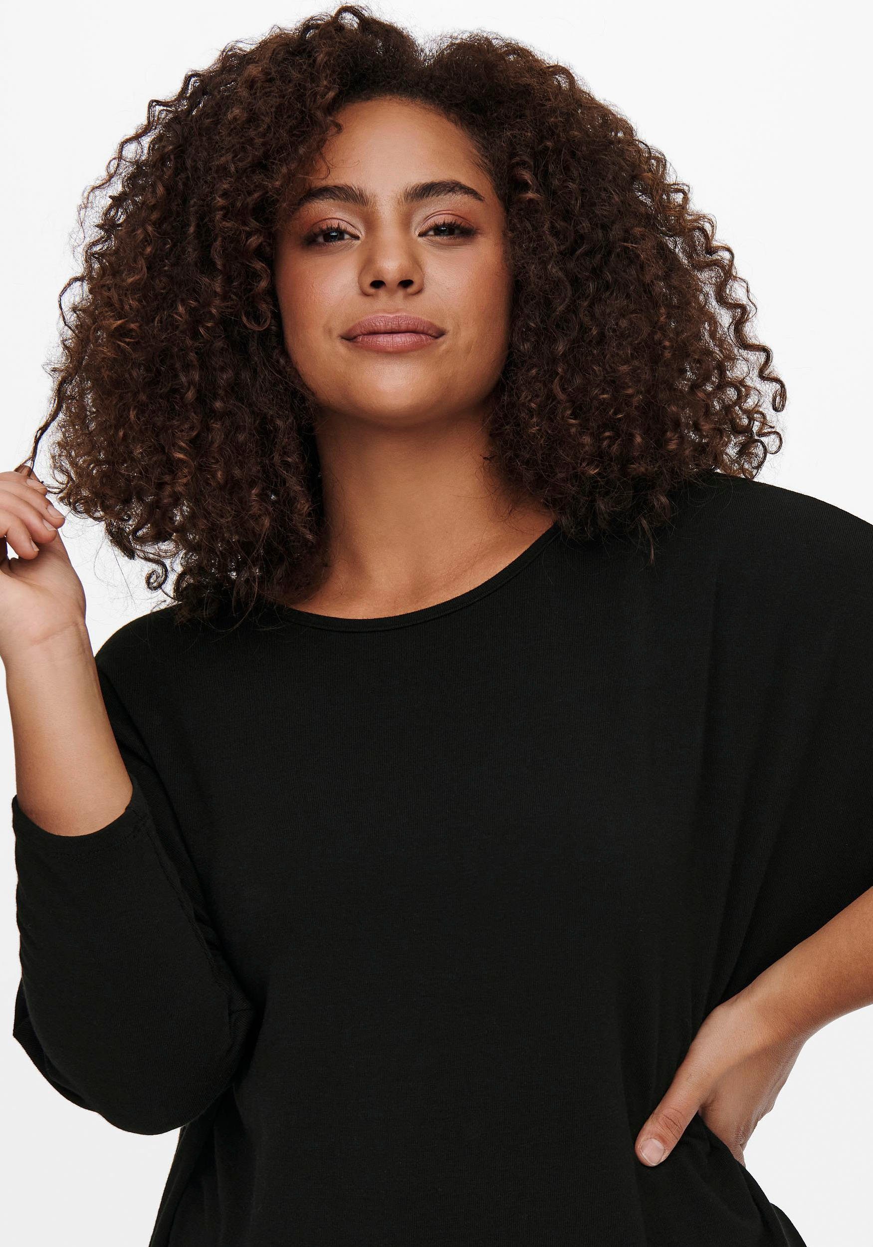 ONLY CARMAKOMA 3/4-Arm-Shirt CARLAMOUR aus weichem Materialmix