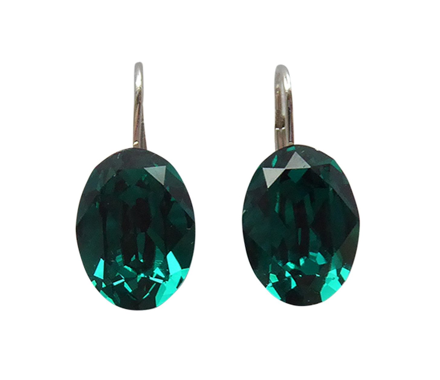Mugello Paar Ohrhänger Ava smaragd rhodiniert auffällig Hingucker leuchtend, Handgefertigter Modeschmuck, made in Germany