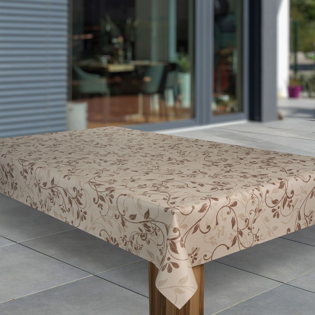 laro Tischdecke Wachstuch-Tischdecken Ranken Beige Braun günstig online kaufen