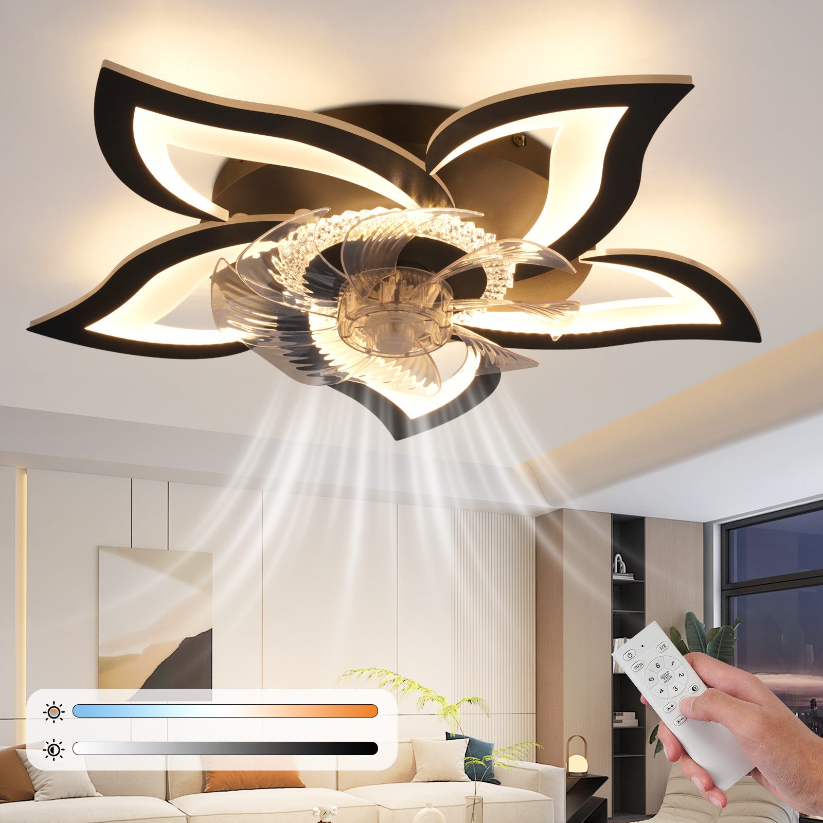 ZMH Deckenventilator Mit Beleuchtung Leise 48W günstig online kaufen