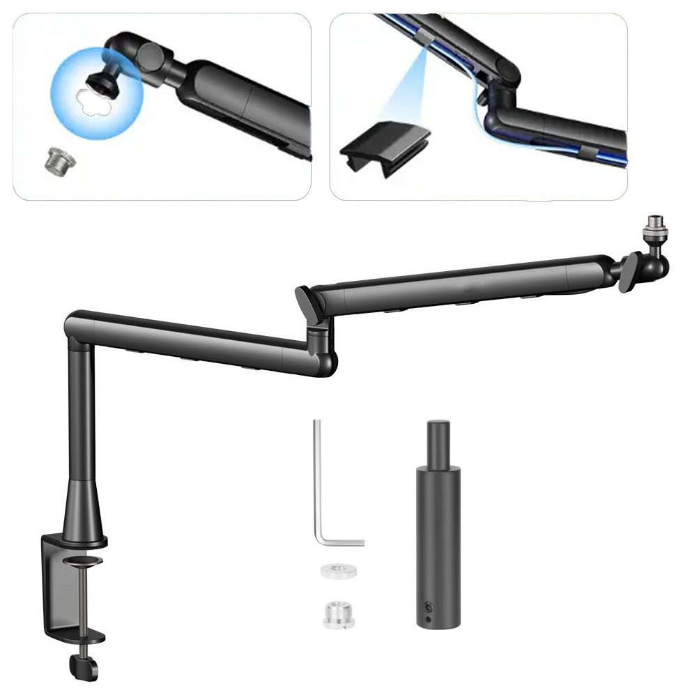 Mikrofonständer Boom Arm, 360° Drehbarer Mikrofonständer mit Tischhalterung