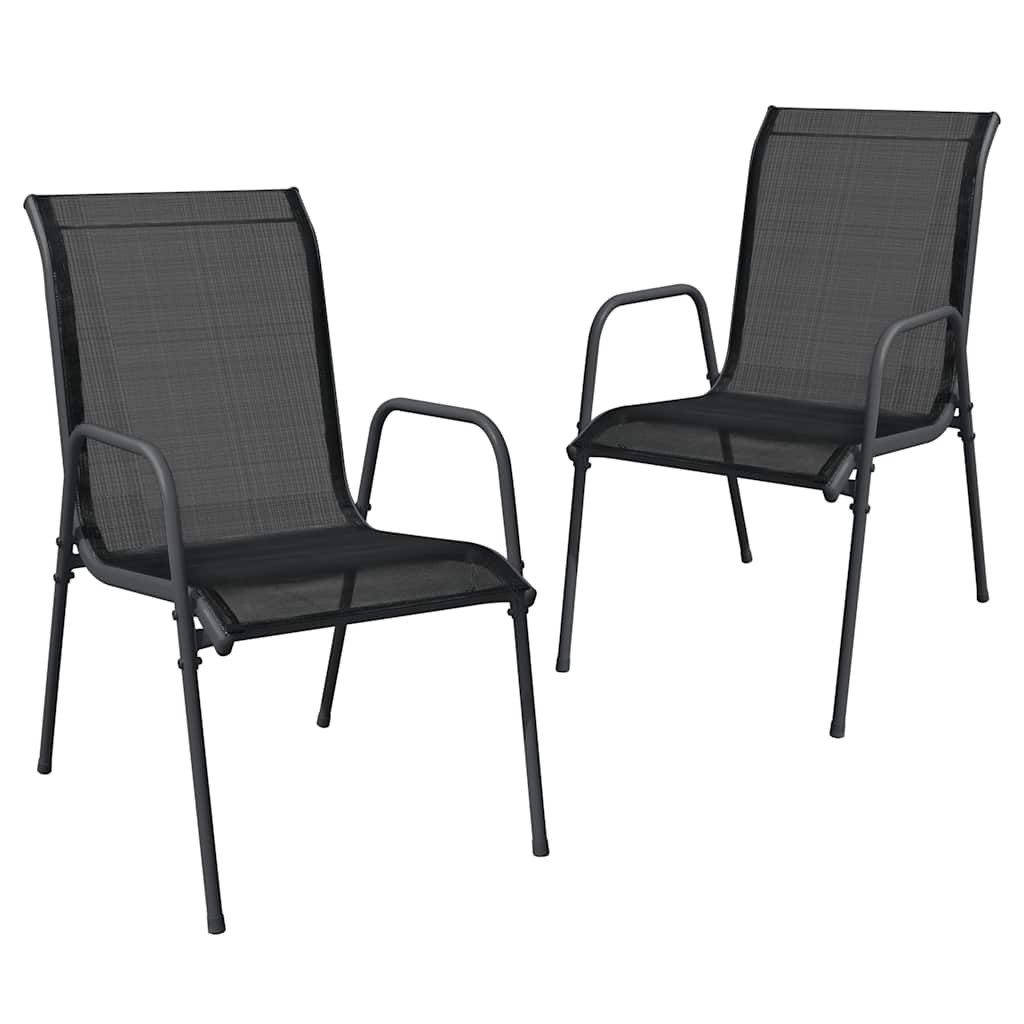 vidaXL Gartenstuhl Gartenstühle 2 Stk. Stahl und Textilene Schwarz (2 St)