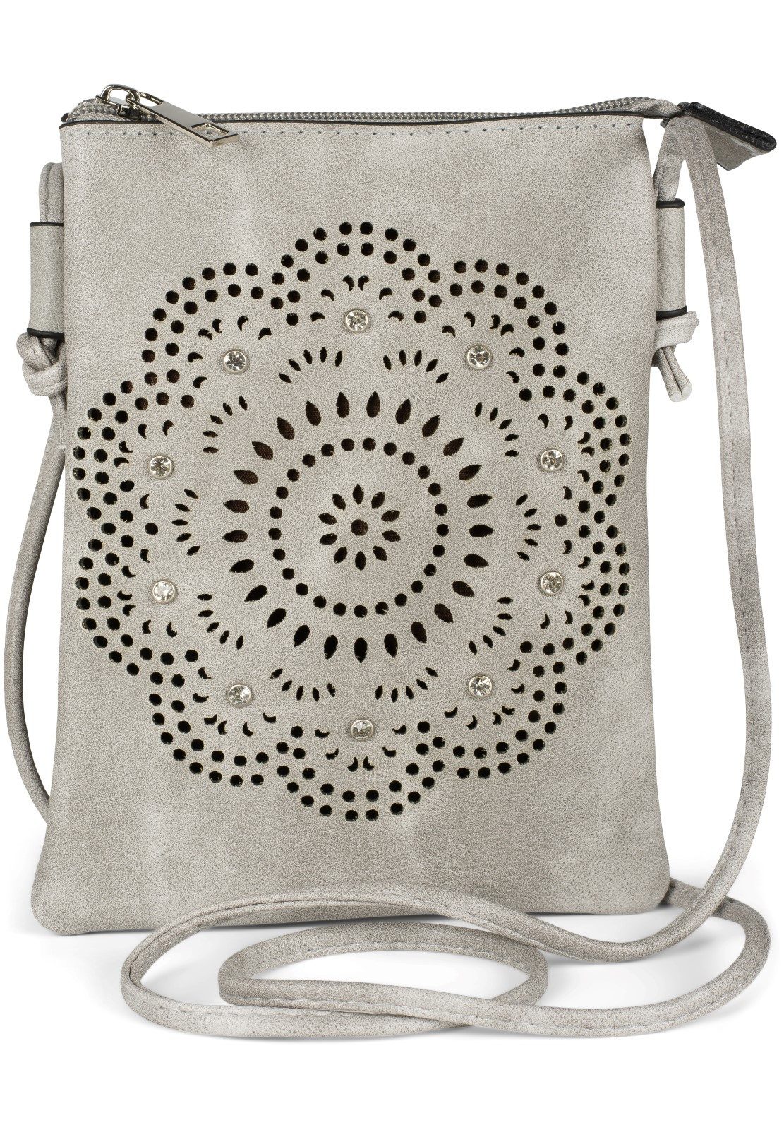 styleBREAKER Mini Bag Mini Umhängetasche Blumen Cutout und Strass (1-tlg)