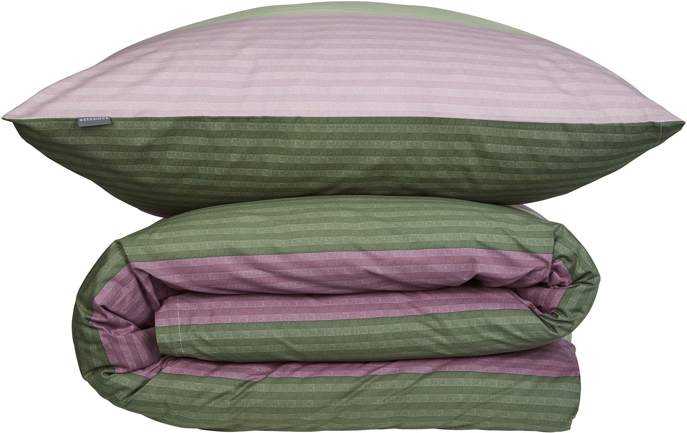 Schiesser Wendebettwäsche Vendi aus weicher Baumwolle mit lebhaften Streifen, Renforcé, 2 teilig, OEKO-TEX® MADE IN GREEN