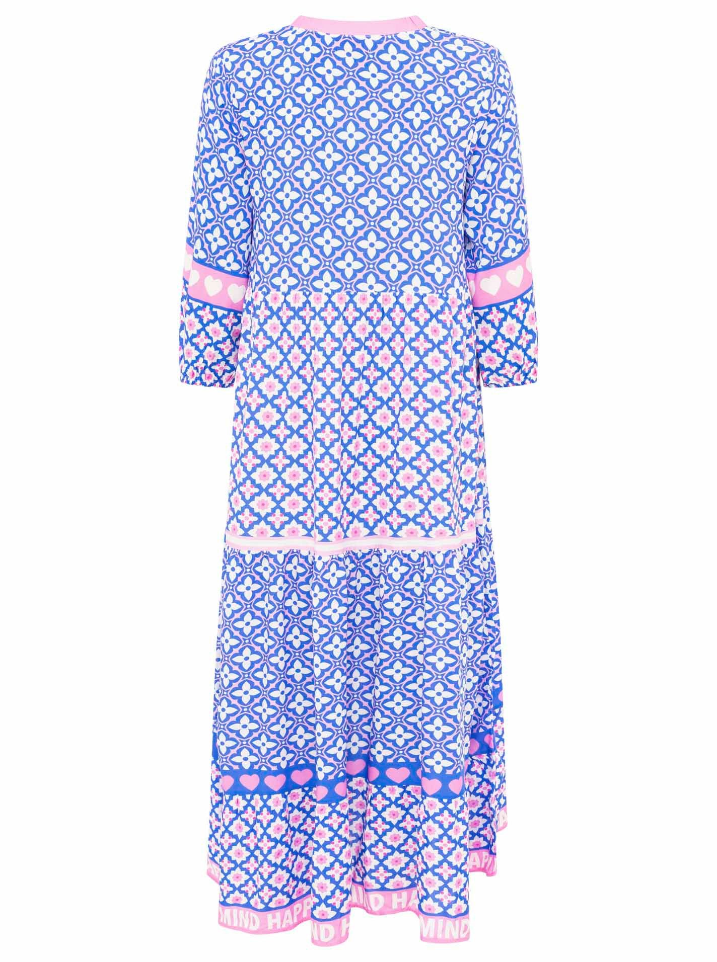 Zwillingsherz Maxikleid "Dreams" mit Mustermix, Knopfleiste und 3/4 Arm