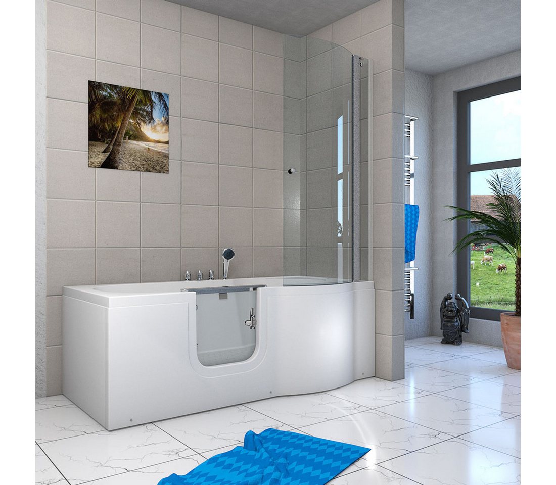 Thumbnail - AcquaVapore Komplettdusche Seniorendusche Sitzwanne mit Tür S12D-TH-L-ALL 170x85cm, Sicherheitsglas ESG, inklusive Dusch...