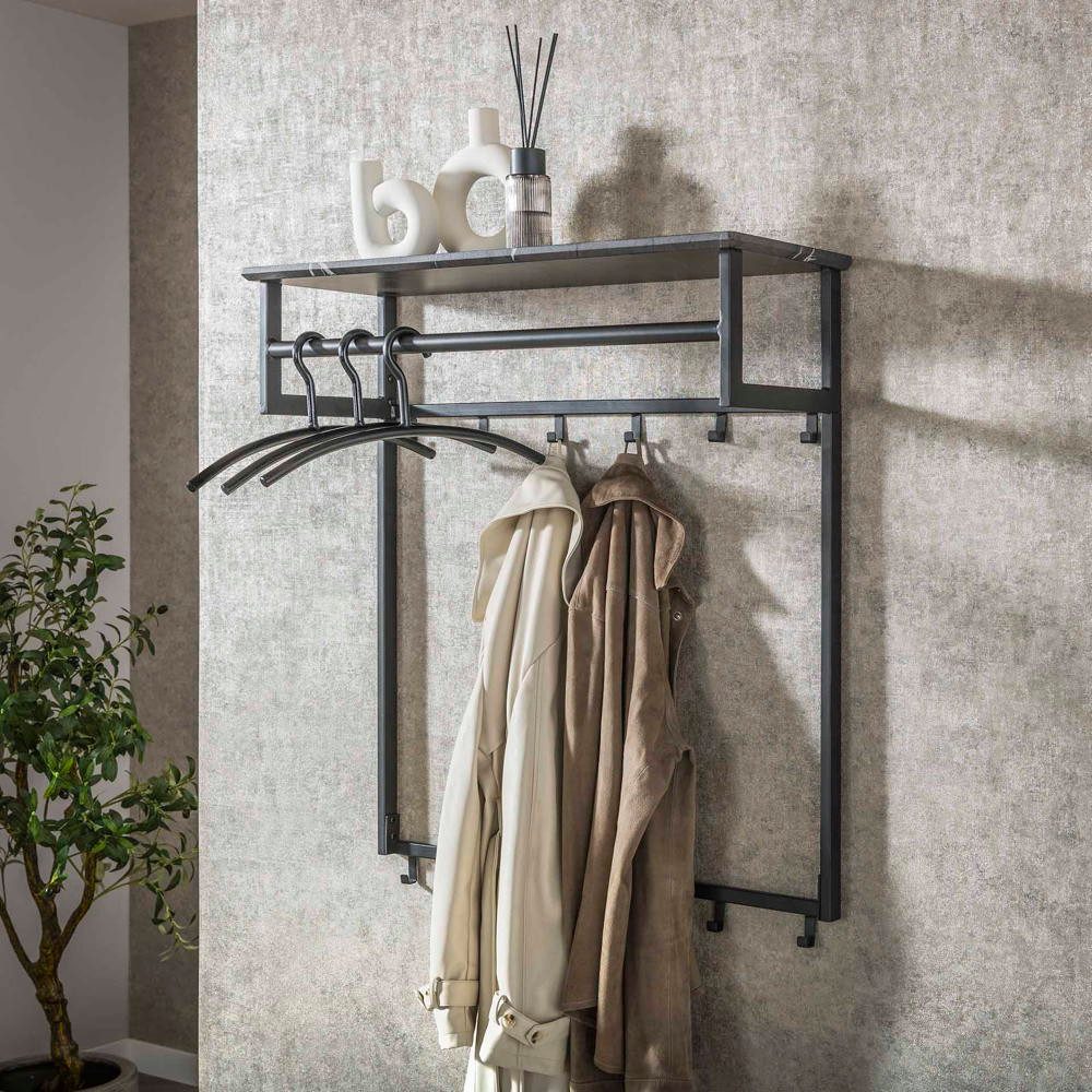 RINGO-Living Kleiderständer Garderobe Birk in Schwarz 12 Haken