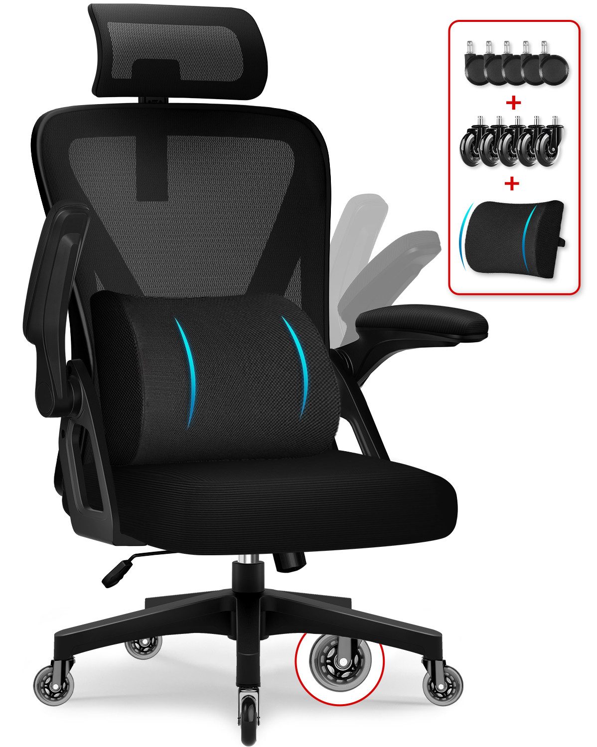 Homimaster Bürostuhl Bürostuhl Ergonomisch, Schreibtischstuhl mit günstig online kaufen