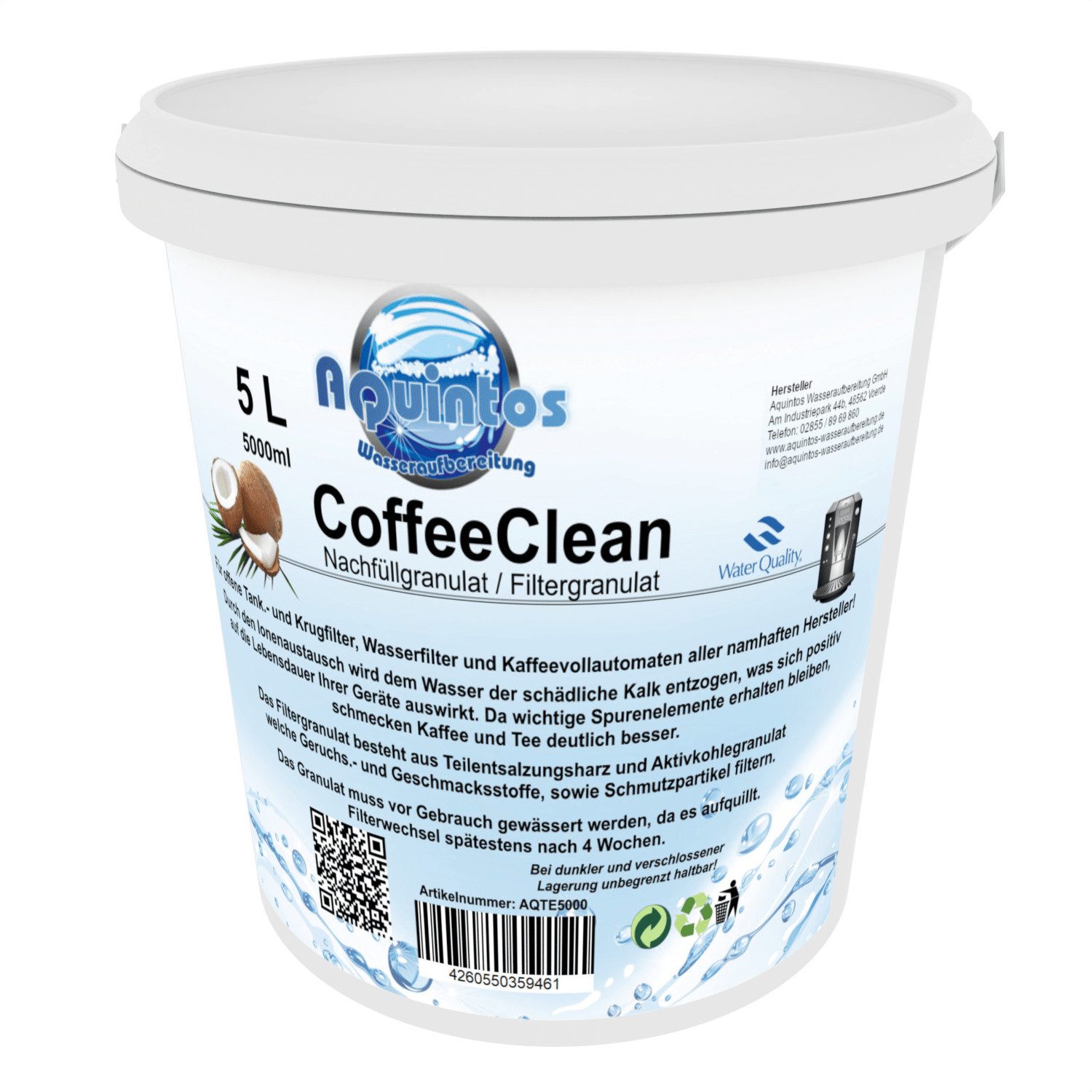 Aquintos Wasseraufbereitung Kalk- und Wasserfilter Nachfüllset Wasserfilter passend für Siemens EQ Kaffeevollautomaten, Zubehör für VeroSelection VeroBar, EQ Kaffeevollautomaten