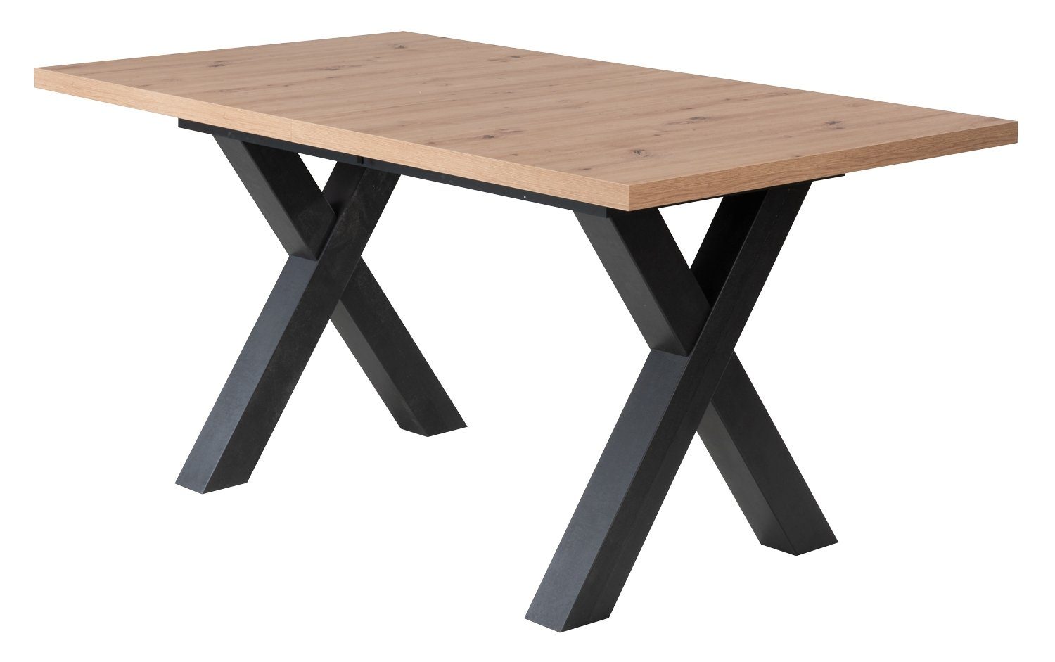 Esstisch KASIMIR, ausziehbar, 160 - 210 x 90 cm, Asteiche Dekor, X-Gestell günstig online kaufen