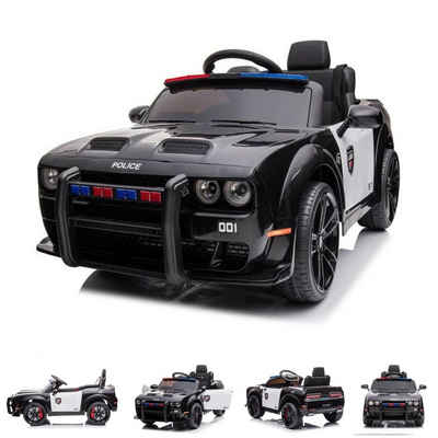ES-Toys Elektro-Kinderauto Kinder Elektroauto Dodge Polizei, Belastbarkeit 30 kg, Sirene Fernbedienung Polizeilichter MP3