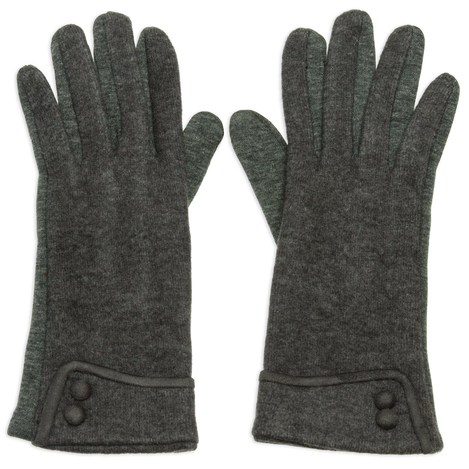 Caspar Strickhandschuhe GLV010 elegante Damen Retro Handschuhe mit Zierknöpfen grau