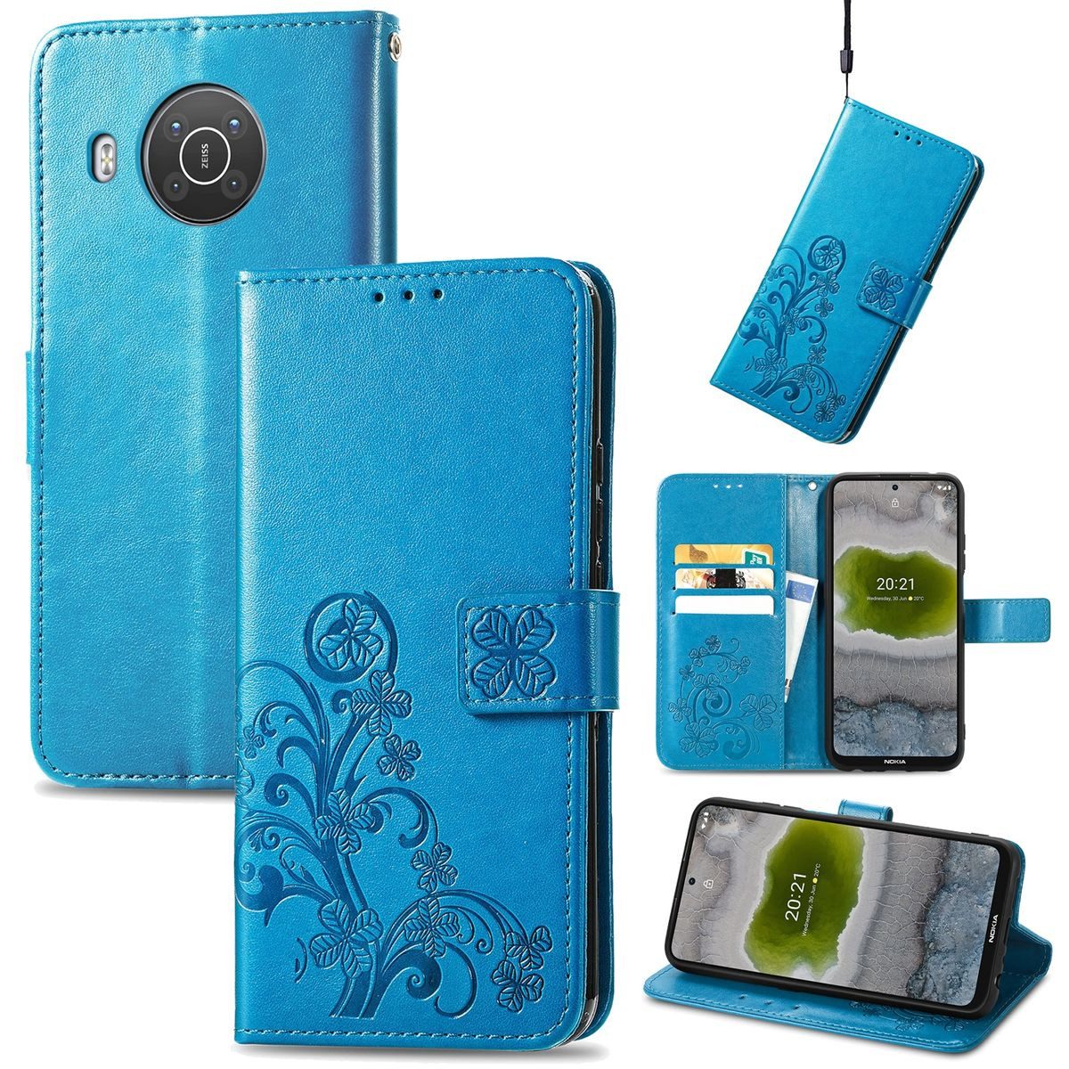 König Design Handyhülle Nokia X10, Schutzhülle Schutztasche Case Cover Etuis Wallet Klapptasche Bookstyle