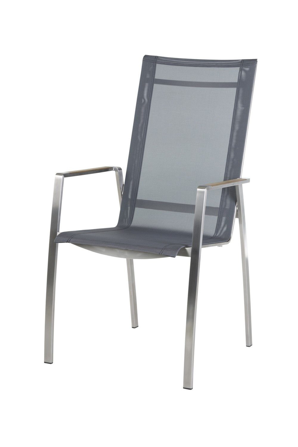 Natur24 Gartenstuhl Venedig Stuhl 59 x 114 x 65 cm Edelstahl Schwarz Silber
