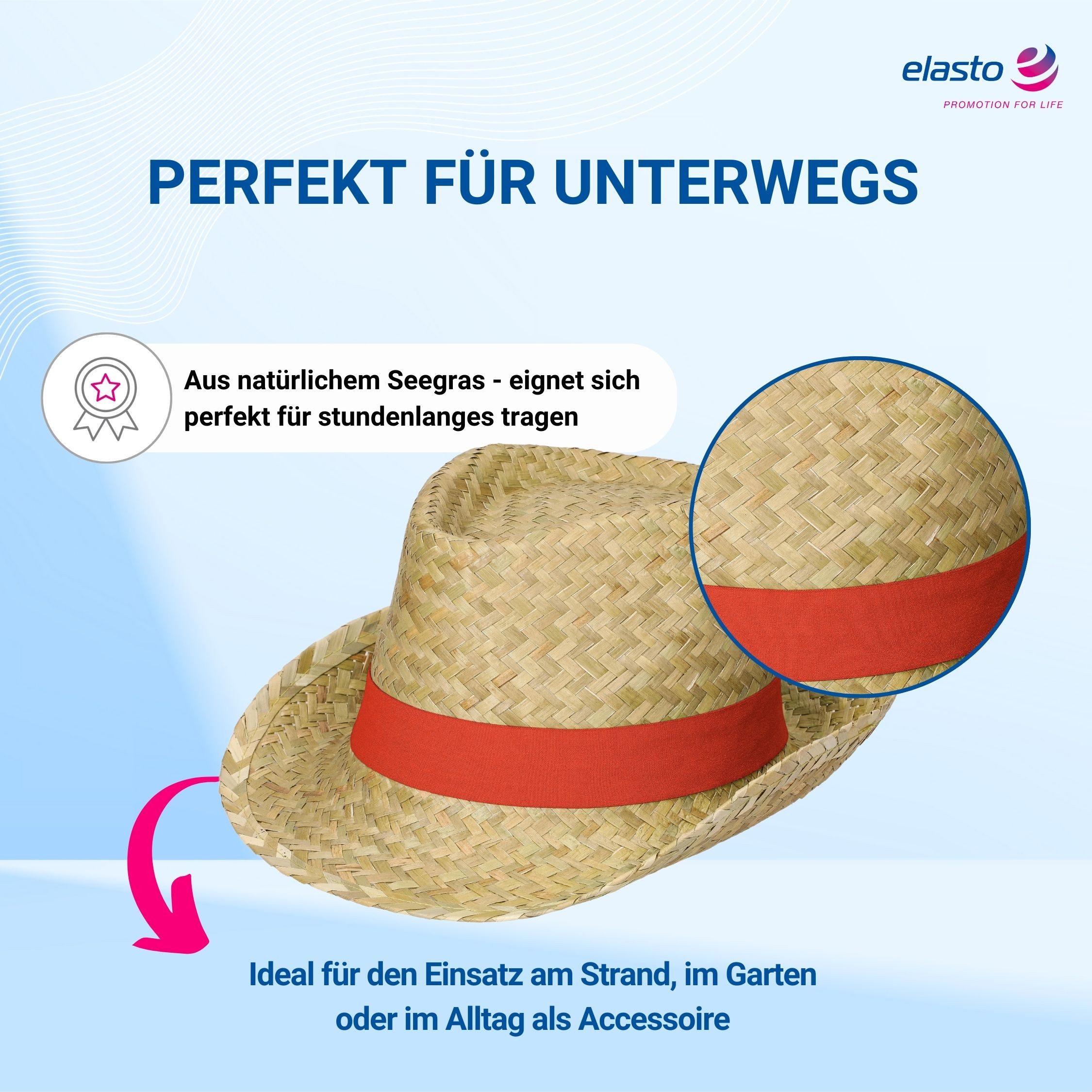 elasto Schirmmütze Sommerhut KUBA Sonnenhut Damen & Herren aus Seegras