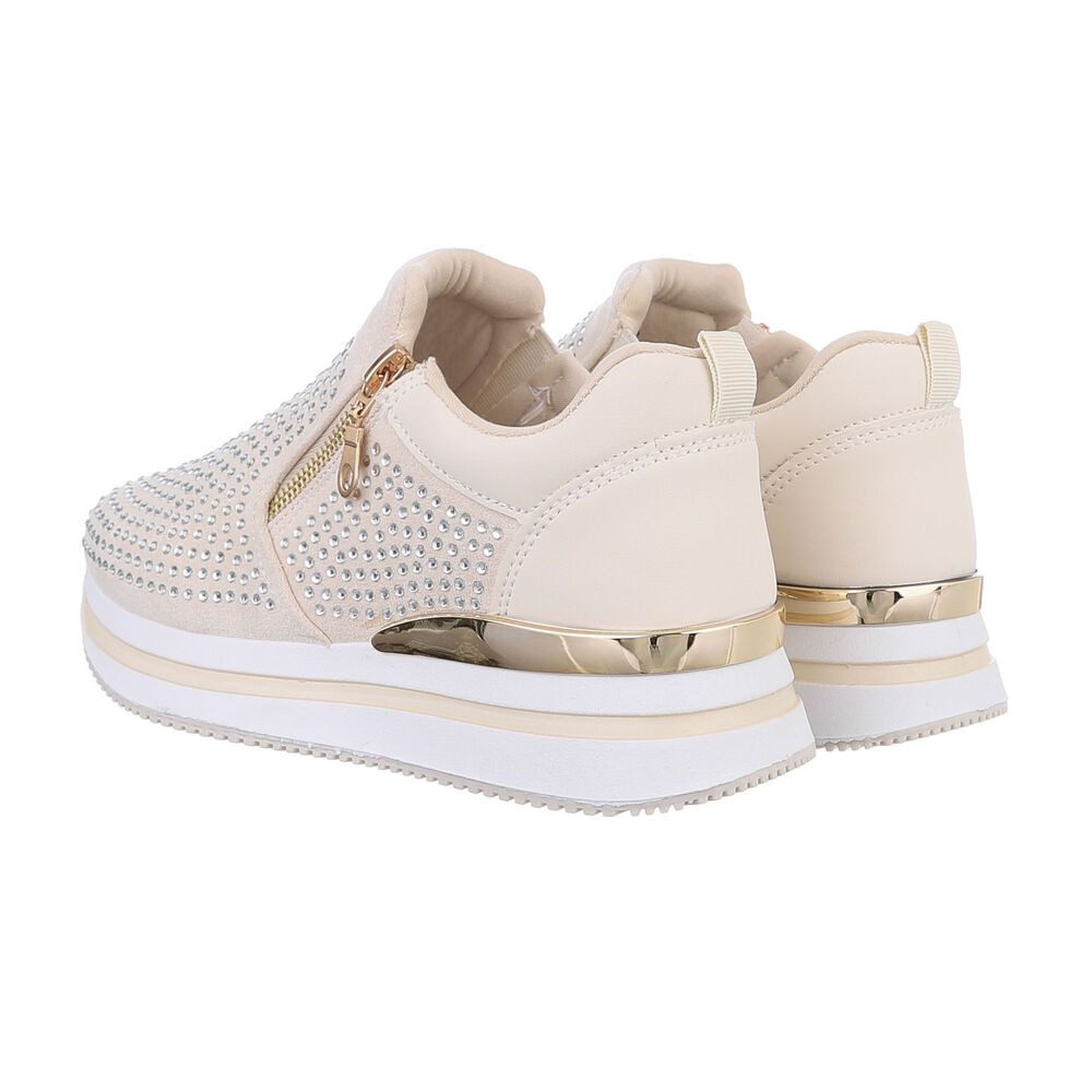 Ital-Design Damen Low-Top Freizeit Sneaker (86016696) Keilabsatz/Wedge Sneakers Low in Beige