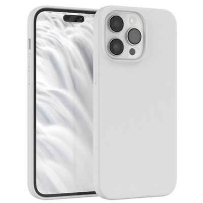 EAZY CASE Handyhülle Premium Silikon Case für Apple iPhone 14 Pro Max 6,7 Zoll, Silikon Schutzhülle mit Kameraschutz kratzfest Handy Softcase Weiß
