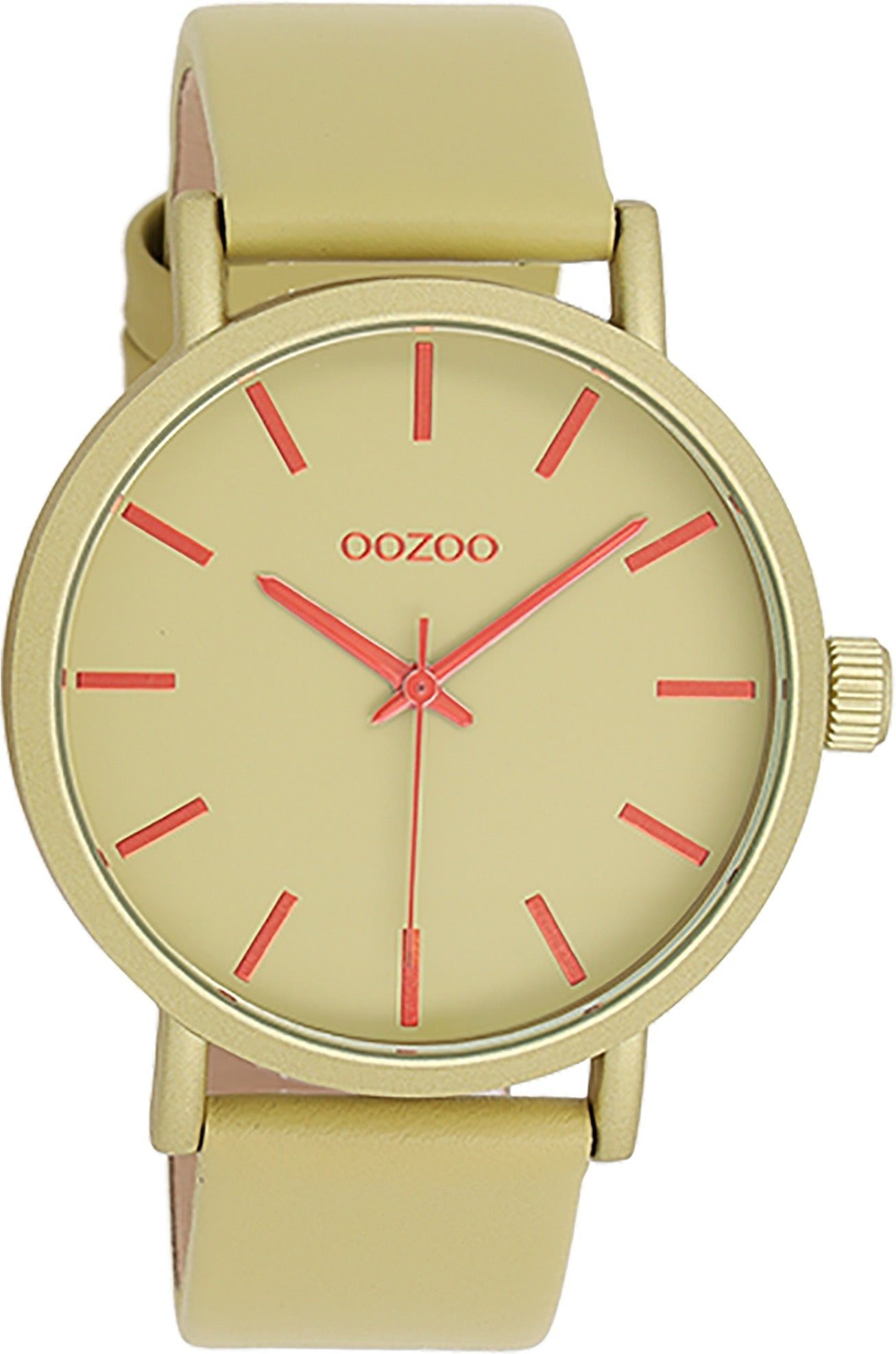 OOZOO Quarzuhr Oozoo Damen Armbanduhr Timepieces Analog, Damenuhr rund,  groß (ca. 42mm) Lederarmband, Fashion-Style, Indizes: stripes