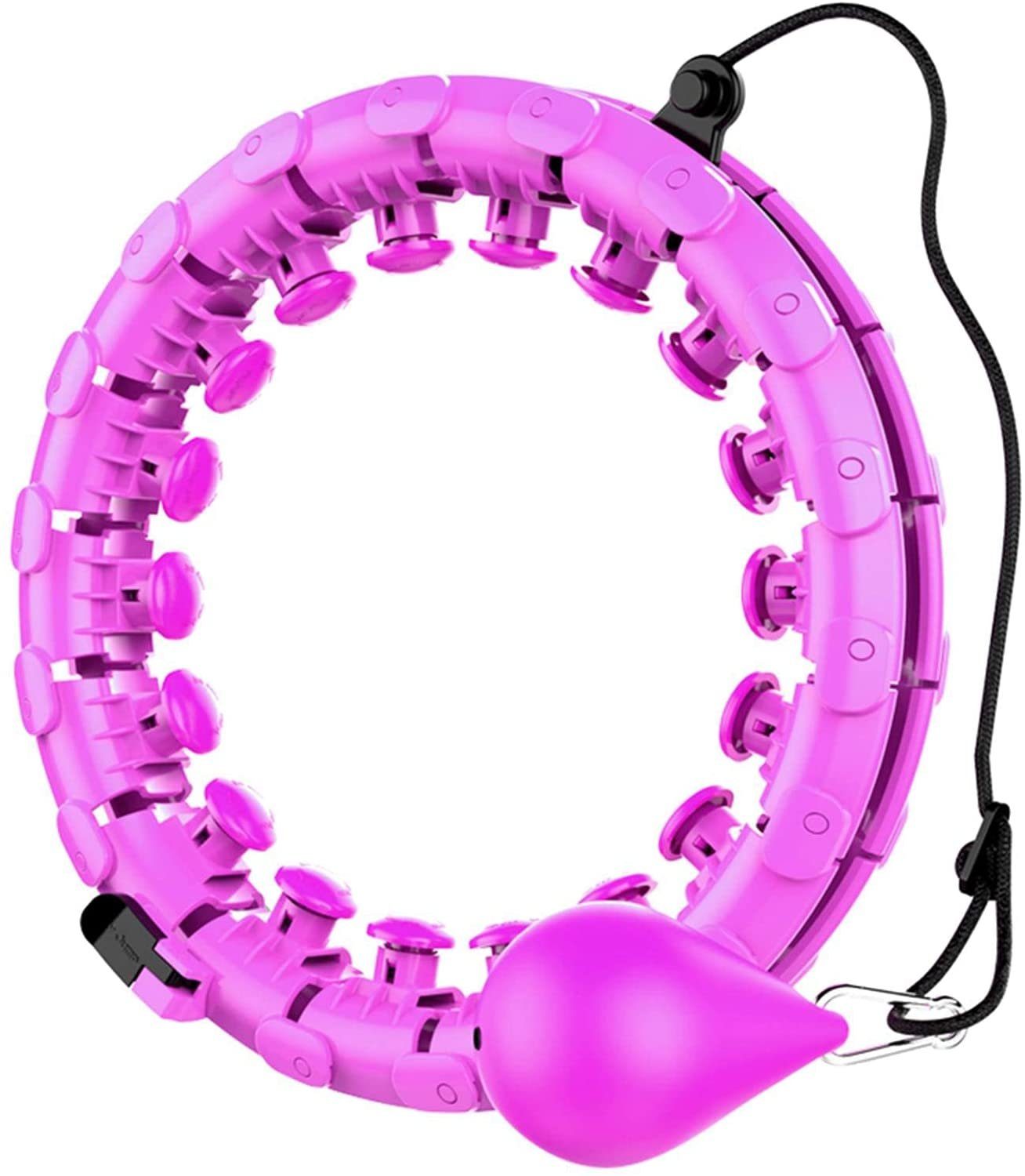 Diyarts Hula-Hoop-Reifen Smart (Bauchmassage, Heimtraining, Fettverbrennung, Fitness, Gewichtsverlust), Gewichteter Hula-Hoop 24 abnehmbare Knoten verstellbarer Smart Hula