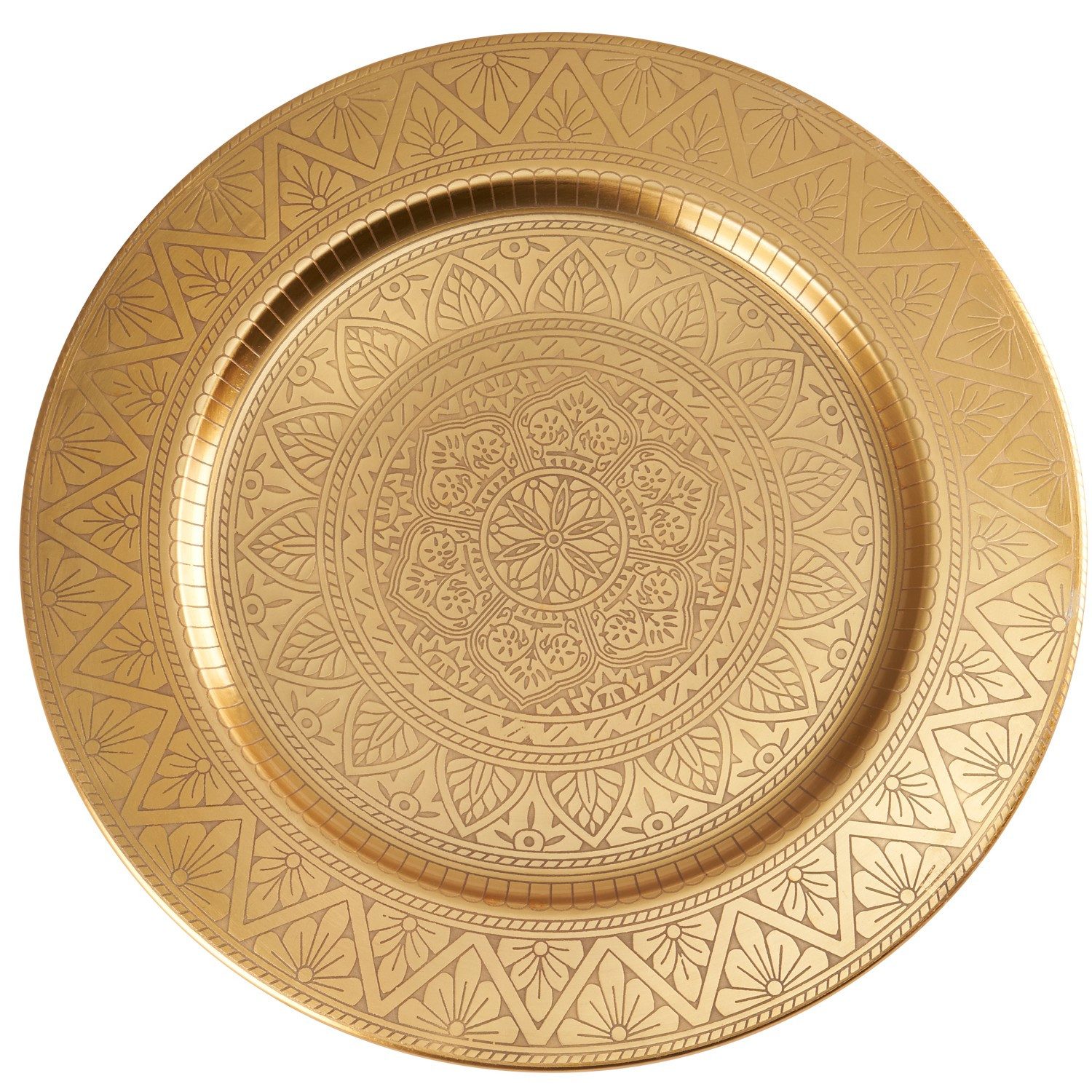 Marrakesch Orient & Mediterran Interior Dekotablett Orientalische Dekoteller Serviertablett Manar Gold (1 St), Handarbeit